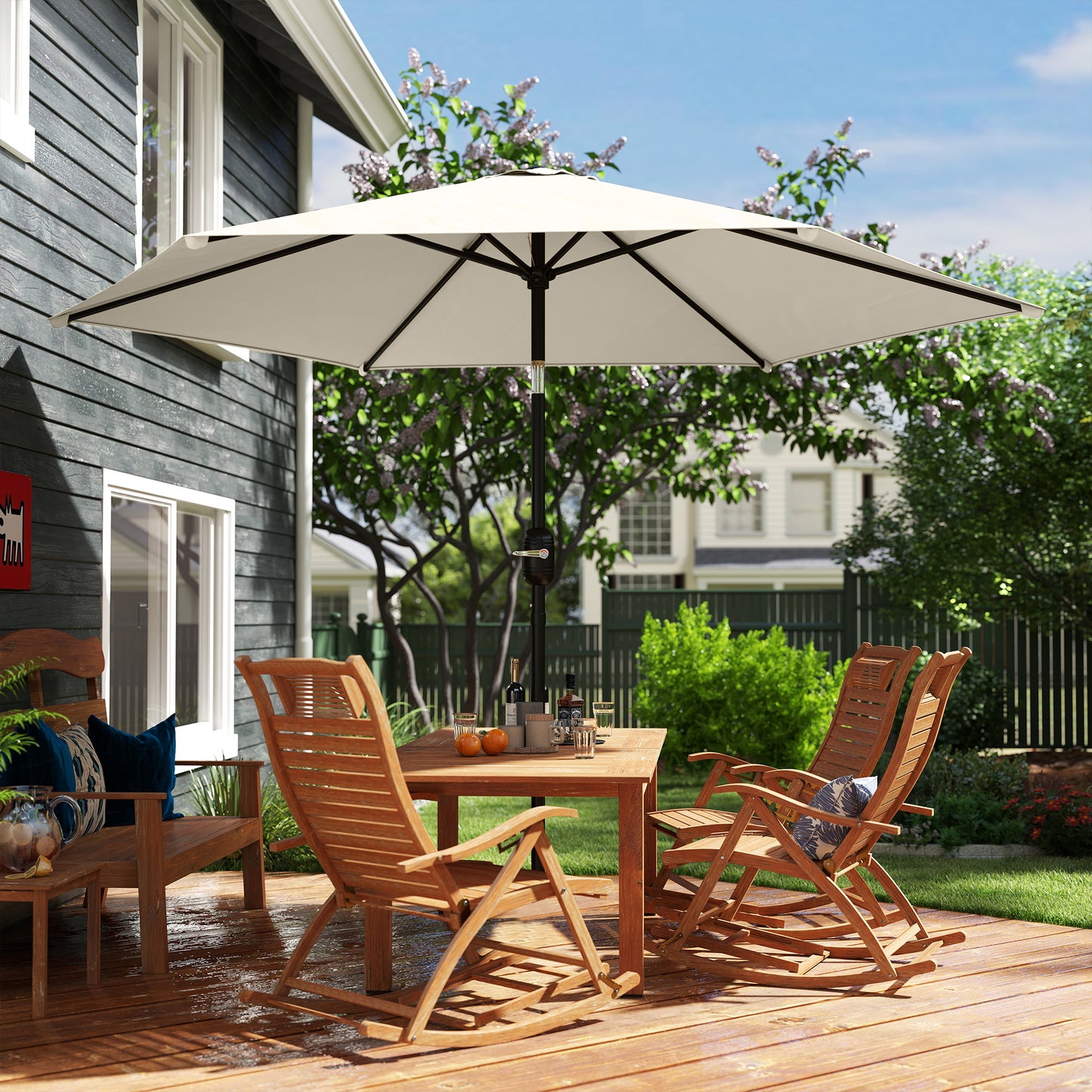2.6M Garden Parasol Umbrella with Aluminium Pole, Tilt, Crank