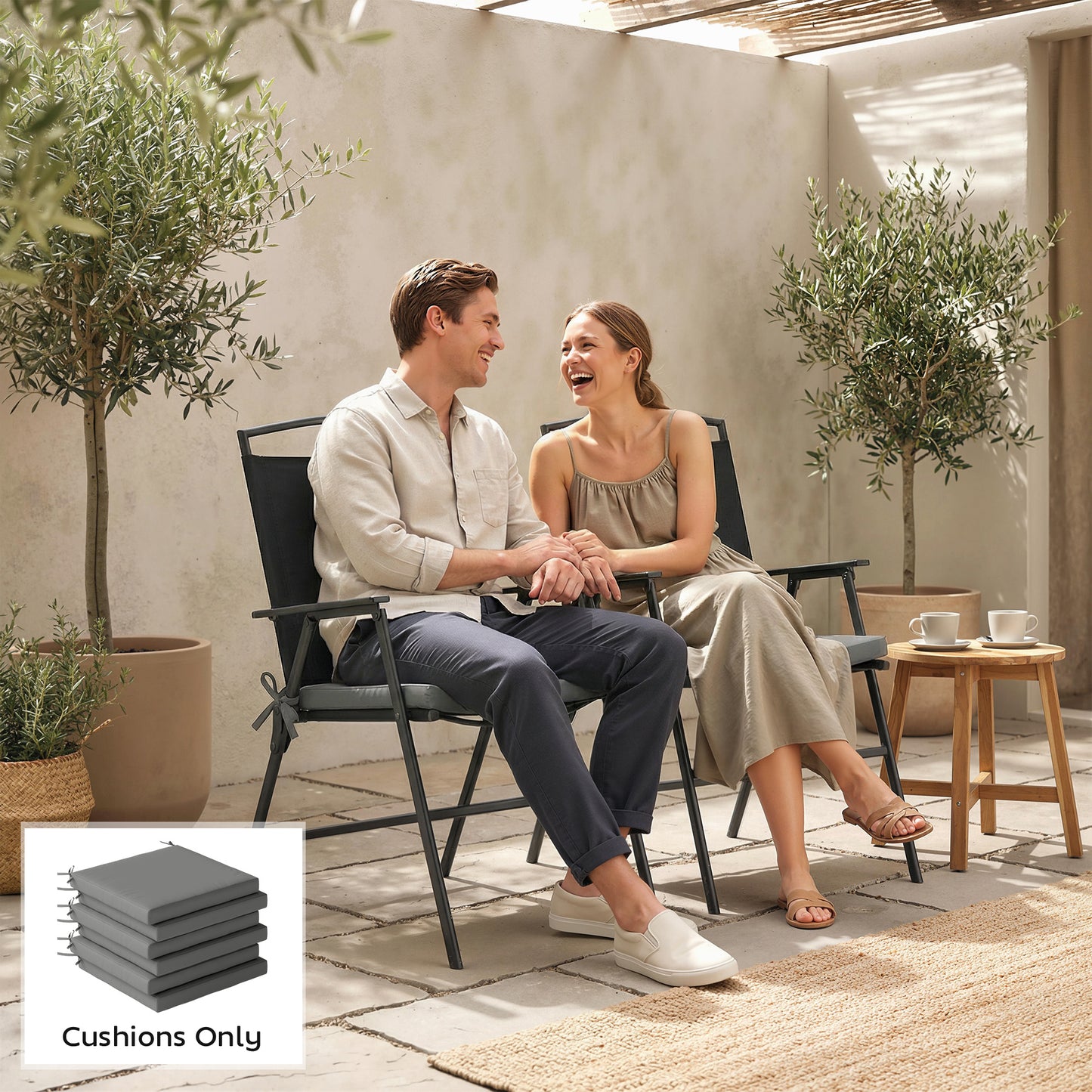 Seat Cushions with Machine Washable Cover Dark Grey