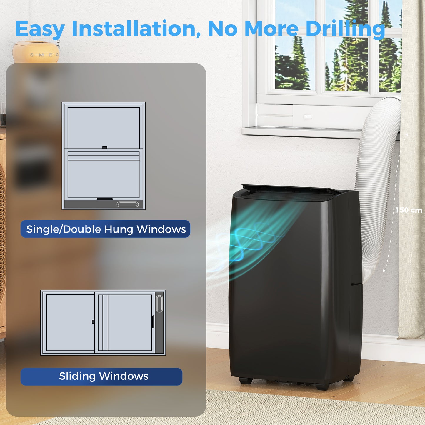 14,000 BTU Portable Air Conditioner Unit with Remote, 24H Timer