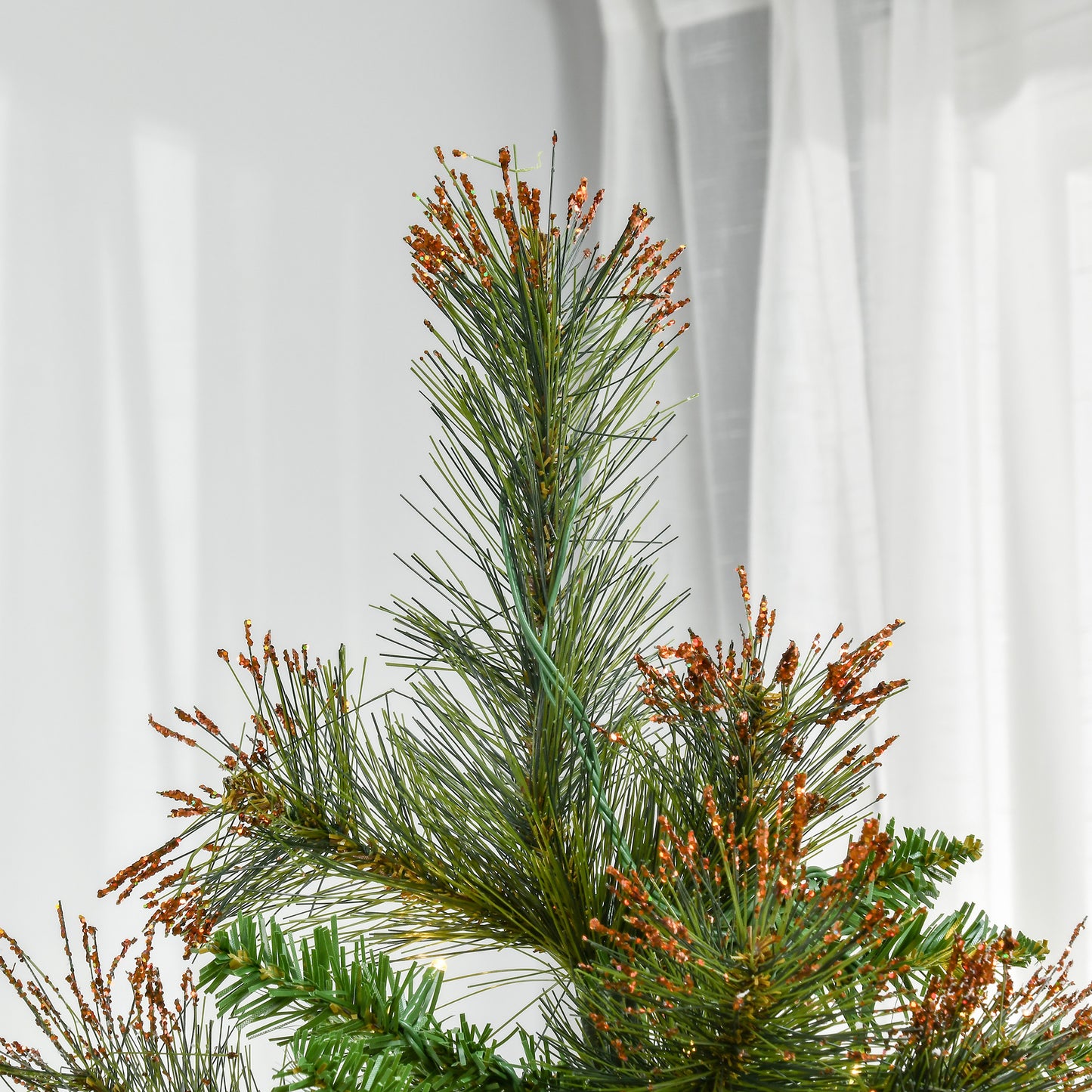 6ft Pre-Lit Christmas Tree Artificial Spruce Xmas Tree Warm White LED Holiday Décor with Metal Stand