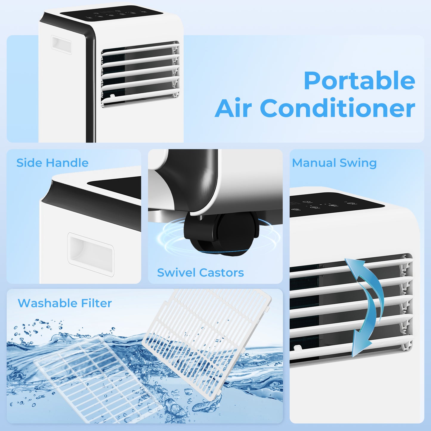 4-in-1 Portable Air Conditioner 7000 BTU Air Conditioning Unit White