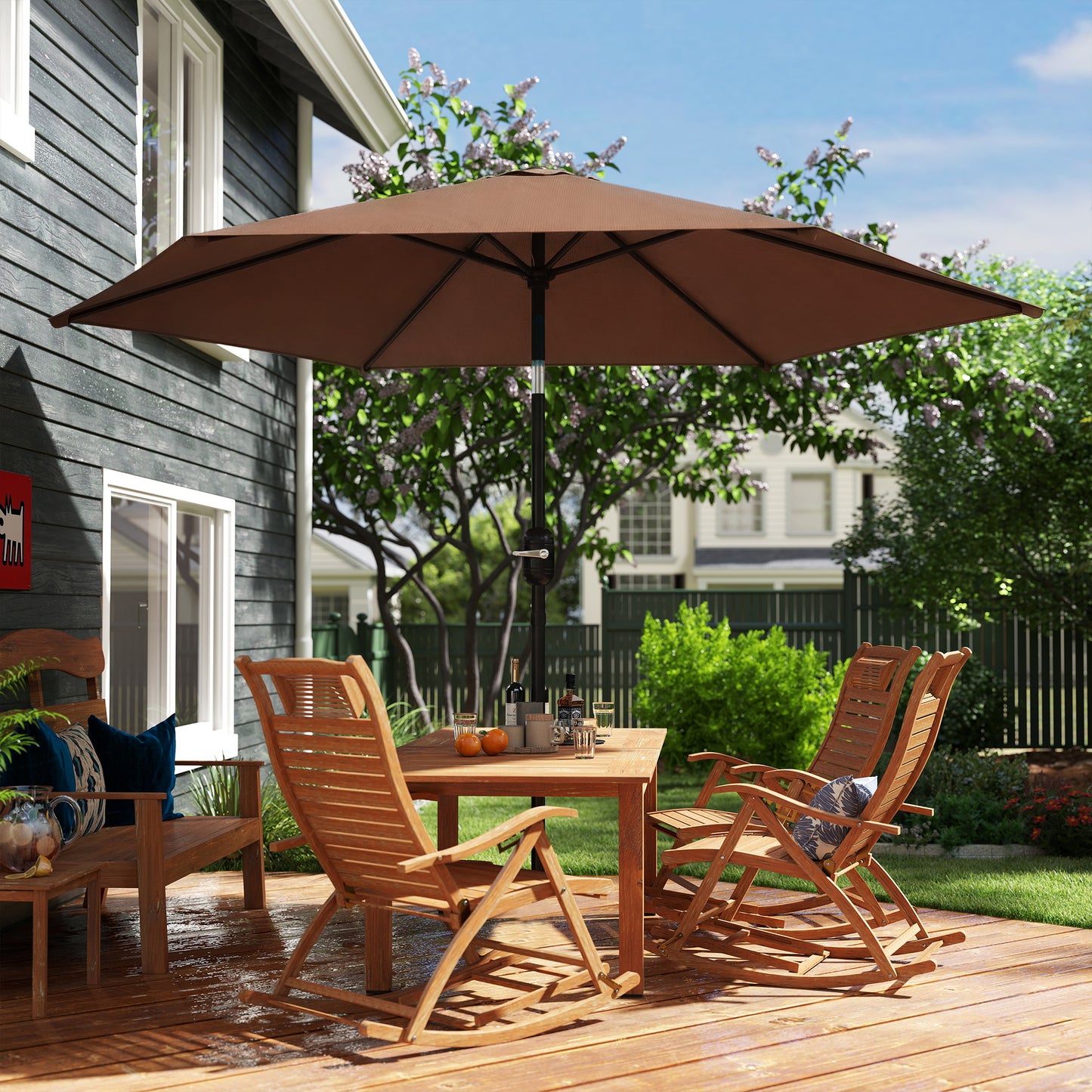 2.6M Garden Parasol Umbrella with Aluminium Pole, Tilt, Crank