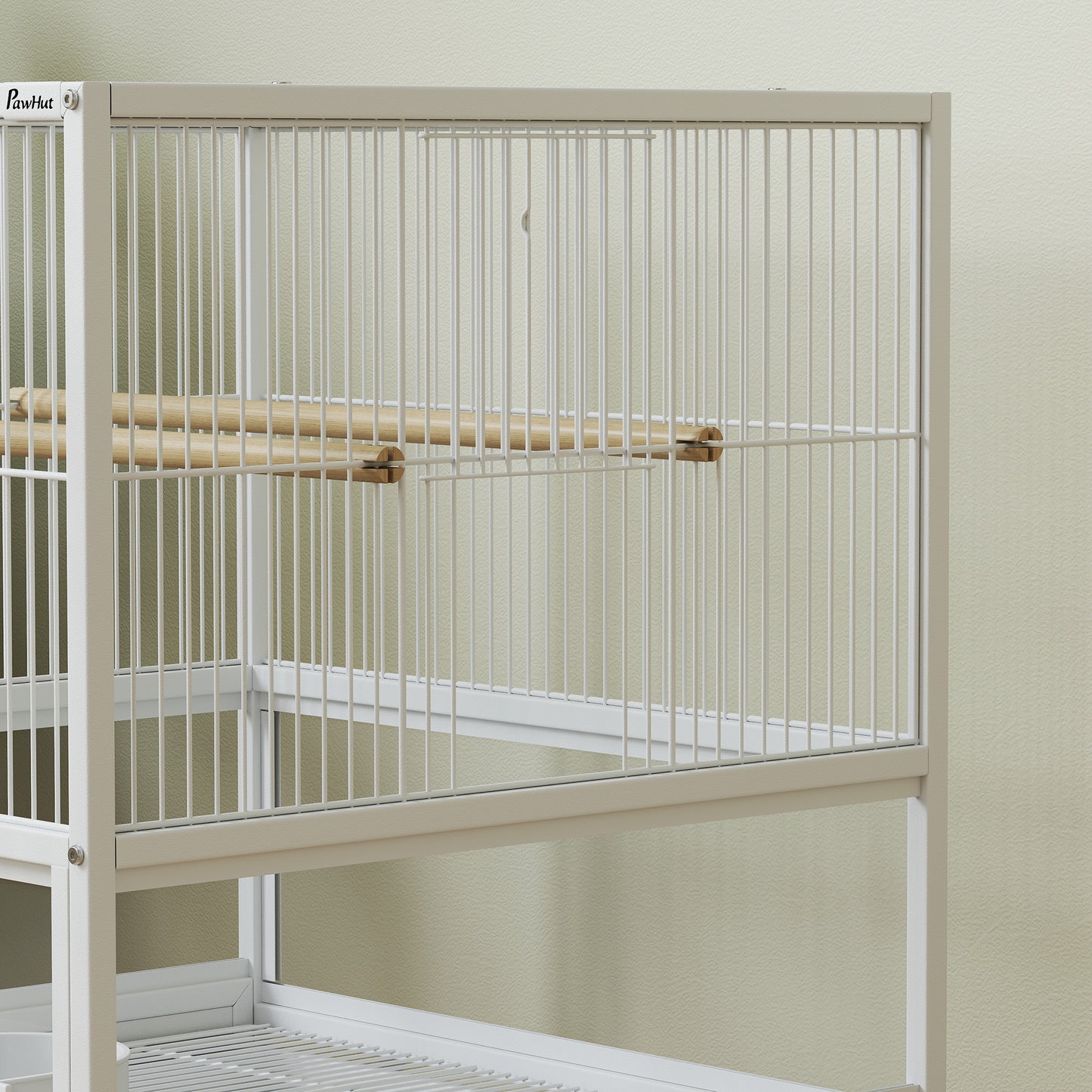Bird Cage Parrot Cage with Rolling Stand Acrylic Viewing Panels White