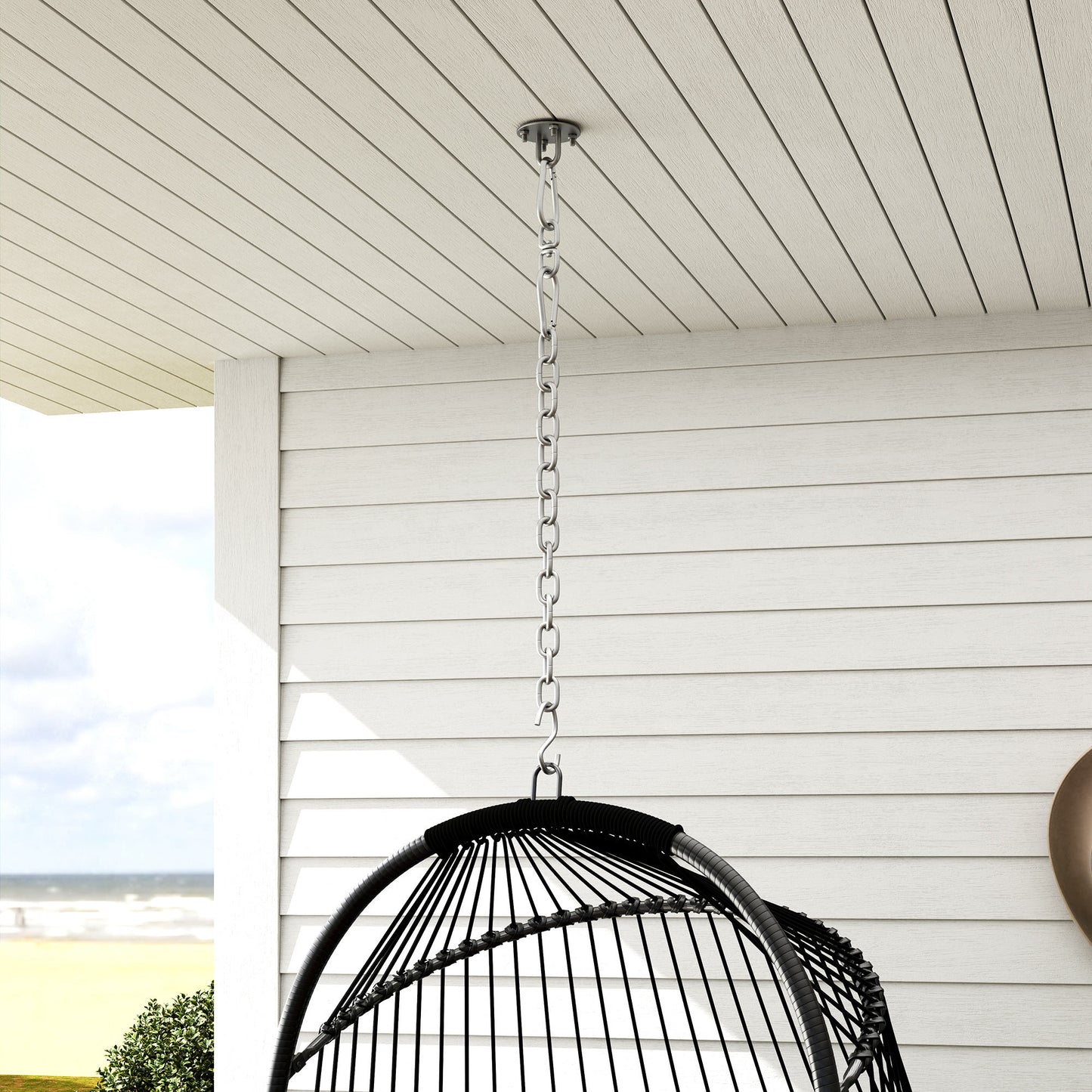 Rattan Egg Chair with Installation Kit, Indoor Outdoor Swing Chair
