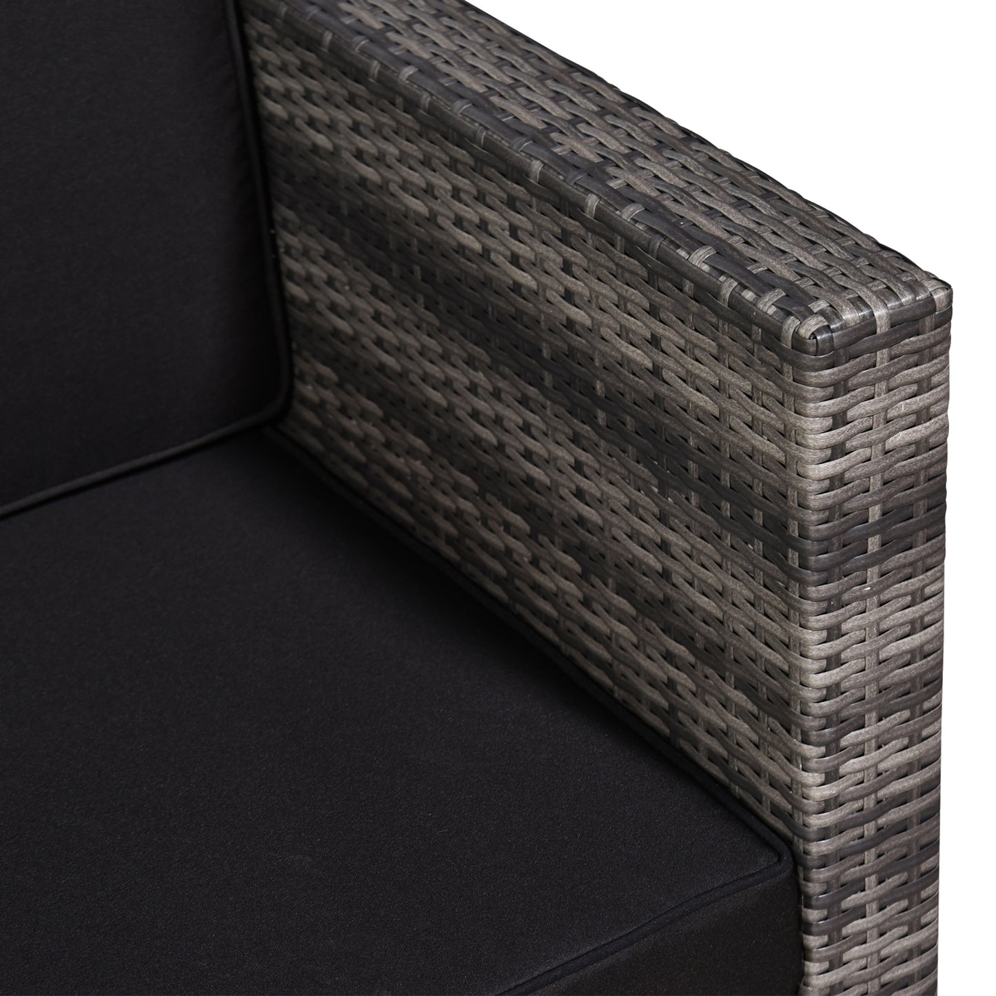 Warehouse Clearance Sale - 3Pcs Patio 2 Seater Rattan Sofa Garden Furniture Set Coffee w/ Cushions