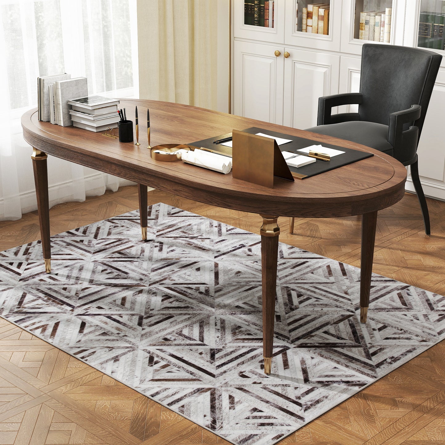 Non-Slip Washable Rug, Chenille Floor Carpet for Living Room, Brown