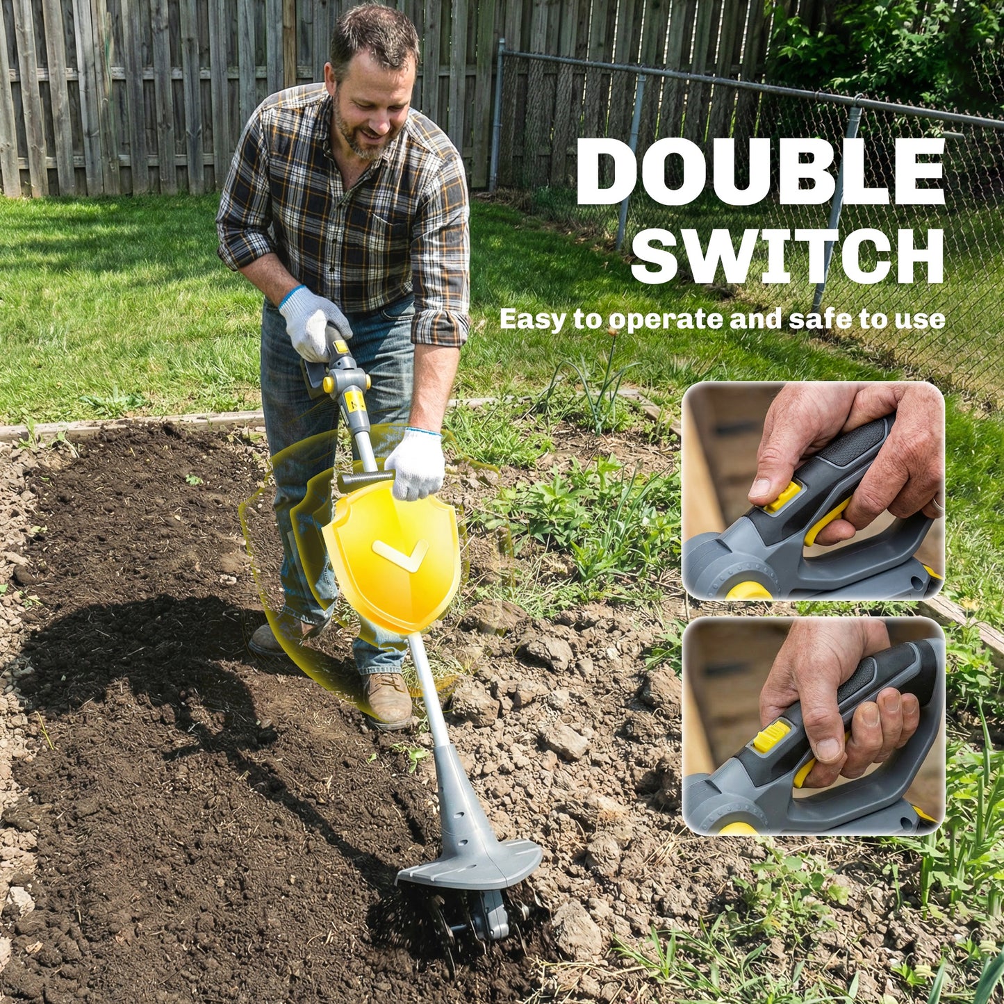 Cordless Tiller, 18V Garden Rotavator with 2 x 4Ah Batteries