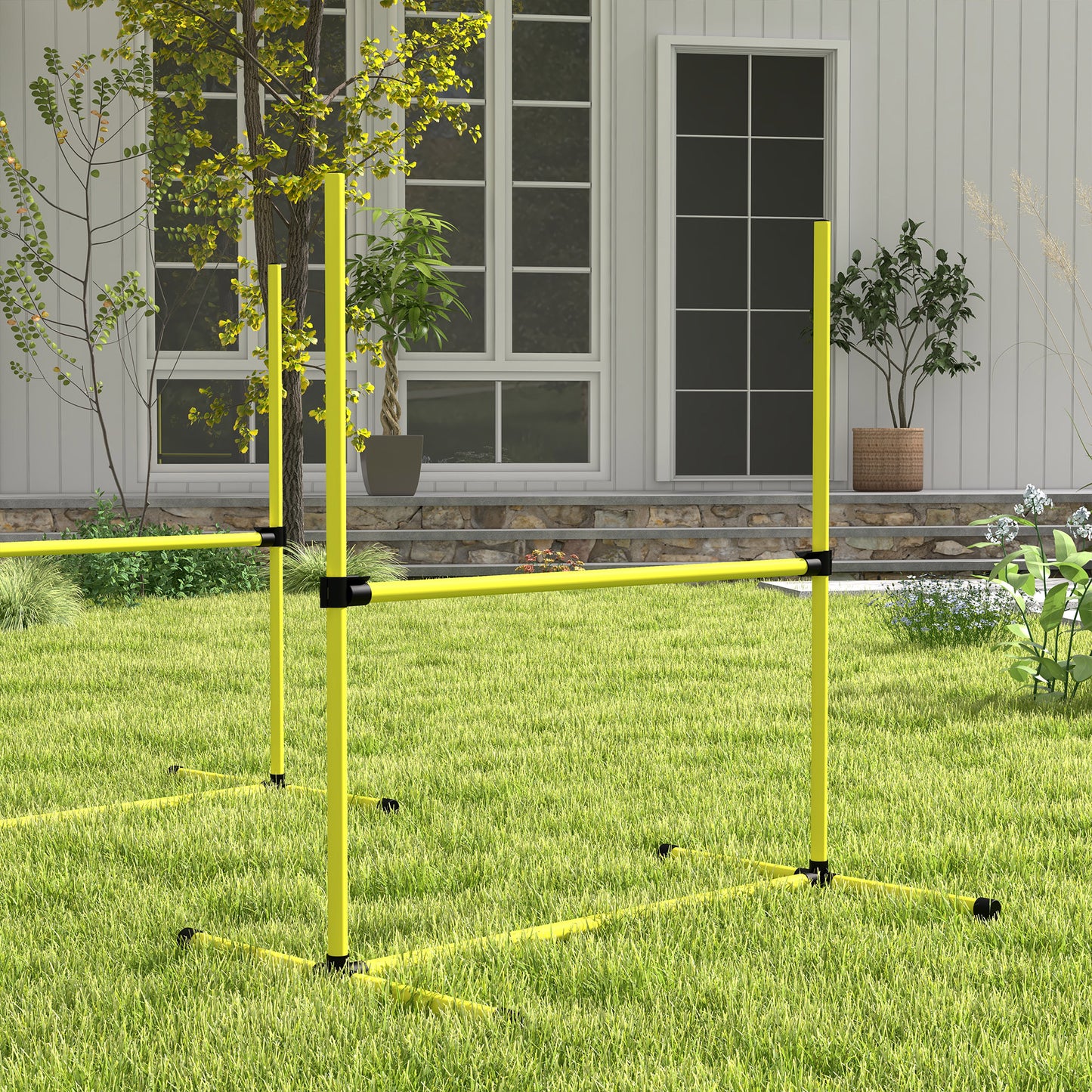4 Pieces Dog Agility Training Equipment with Carrying Bag, Yellow