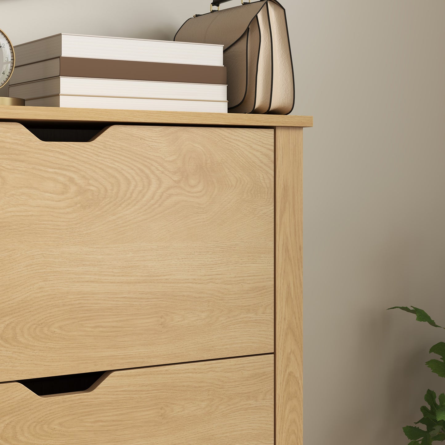 18-Shoe Storage Cabinet 6 Shelves 3 Drawers Natural Wood Finish