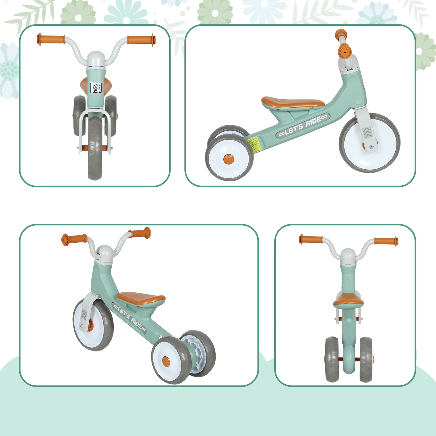 Baby Balance Bike for 1-3 Years Boys Girls, Toddler Balance Bike with No Pedal, 3 Silence Wheels, Safe Limited Steer, for Indoor Outdoor Riding, Green