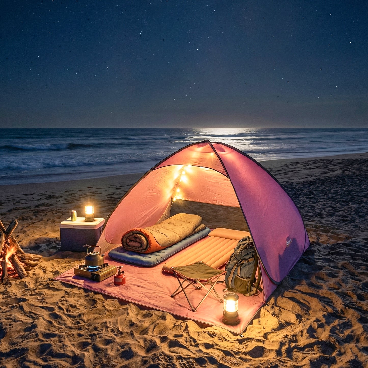 Pop up Beach Tent, UV 50+ Sun Shelter with Carry Bag, Pink
