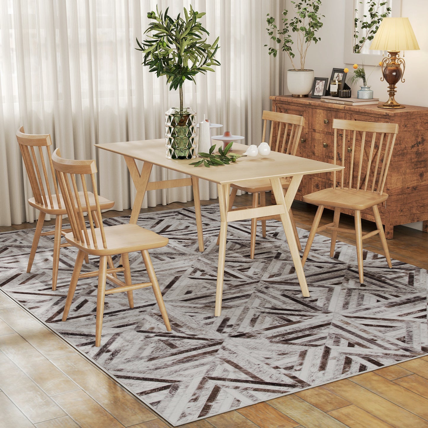 Non-Slip Washable Rug, Chenille Floor Carpet for Living Room, Brown