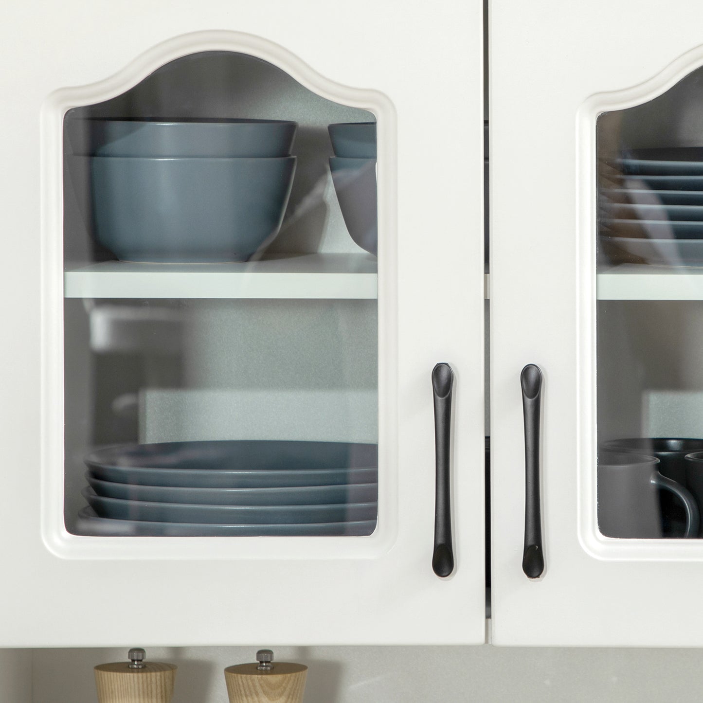 Kitchen Cupboard Storage Cabinet Adjustable Shelves, Countertop,White