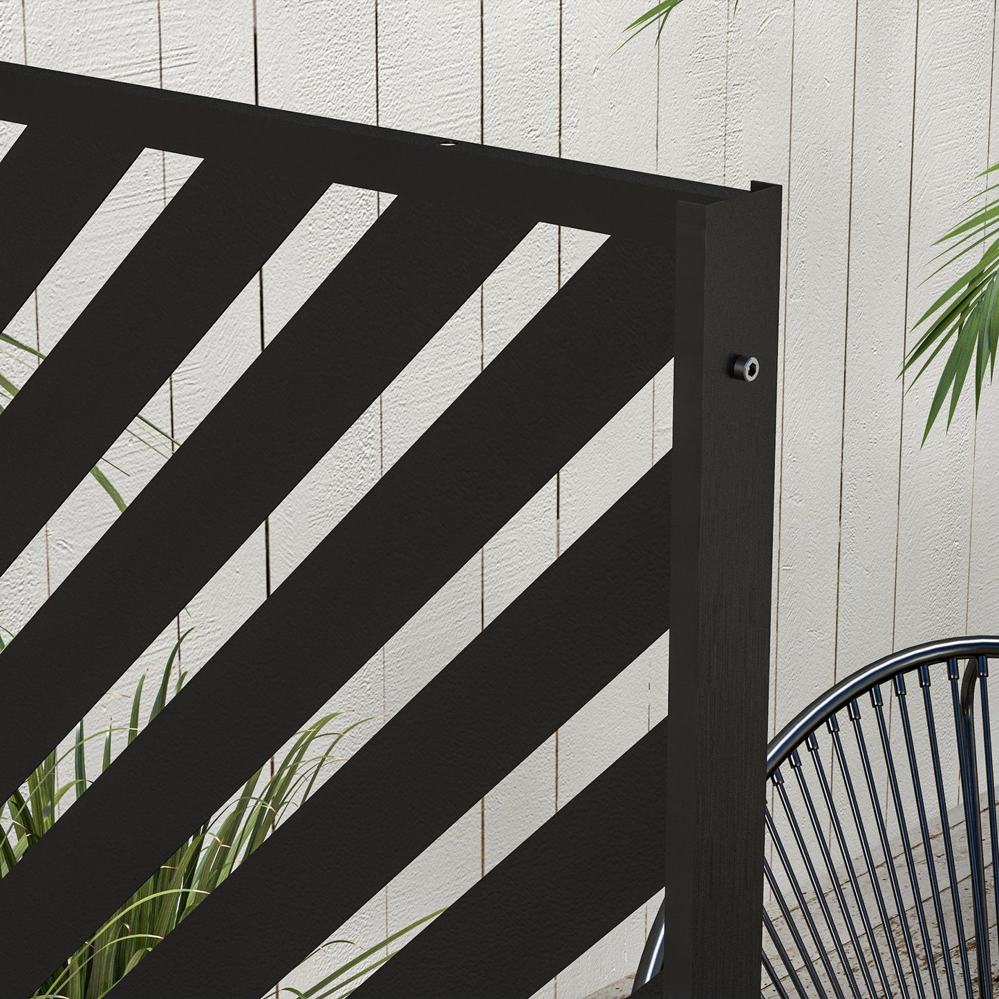 Metal Privacy Screen W/ Expansion Screws Outdoor Divider, Triangle
