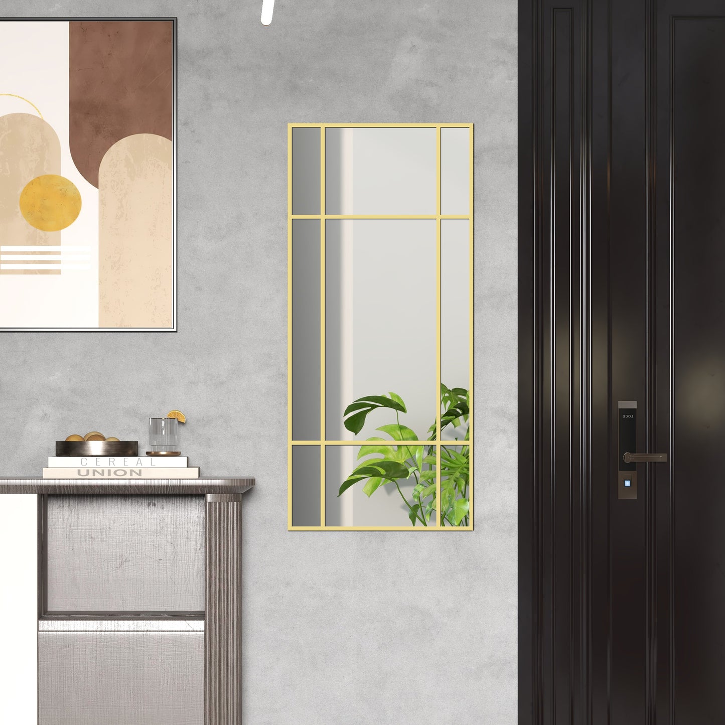 Window Style Vanity Mirror 110 x 50cm Hanging Wall Mirror Gold Tone