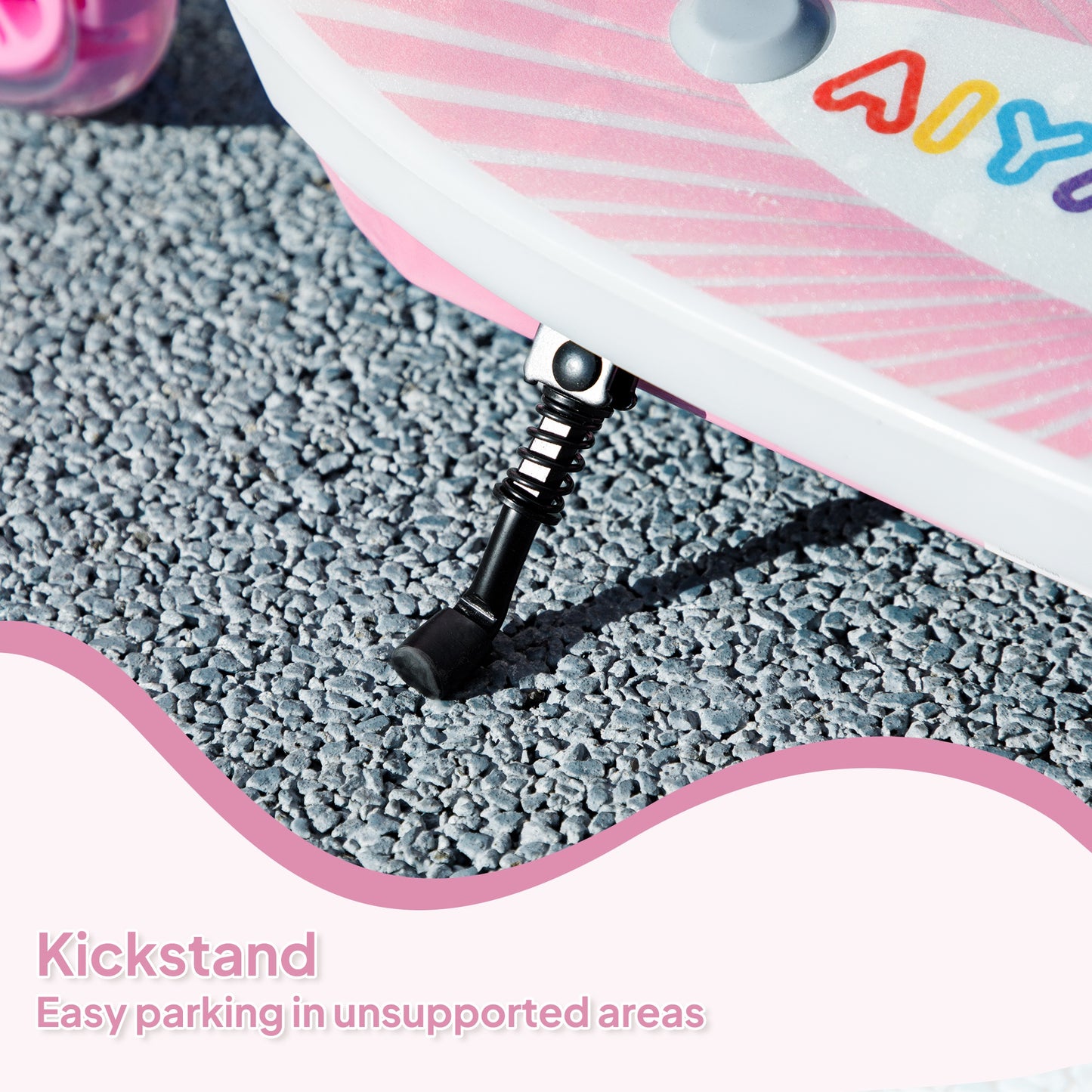 Electric Scooter for Kids 4-7, with Auxiliary Rear Wheels, Pink