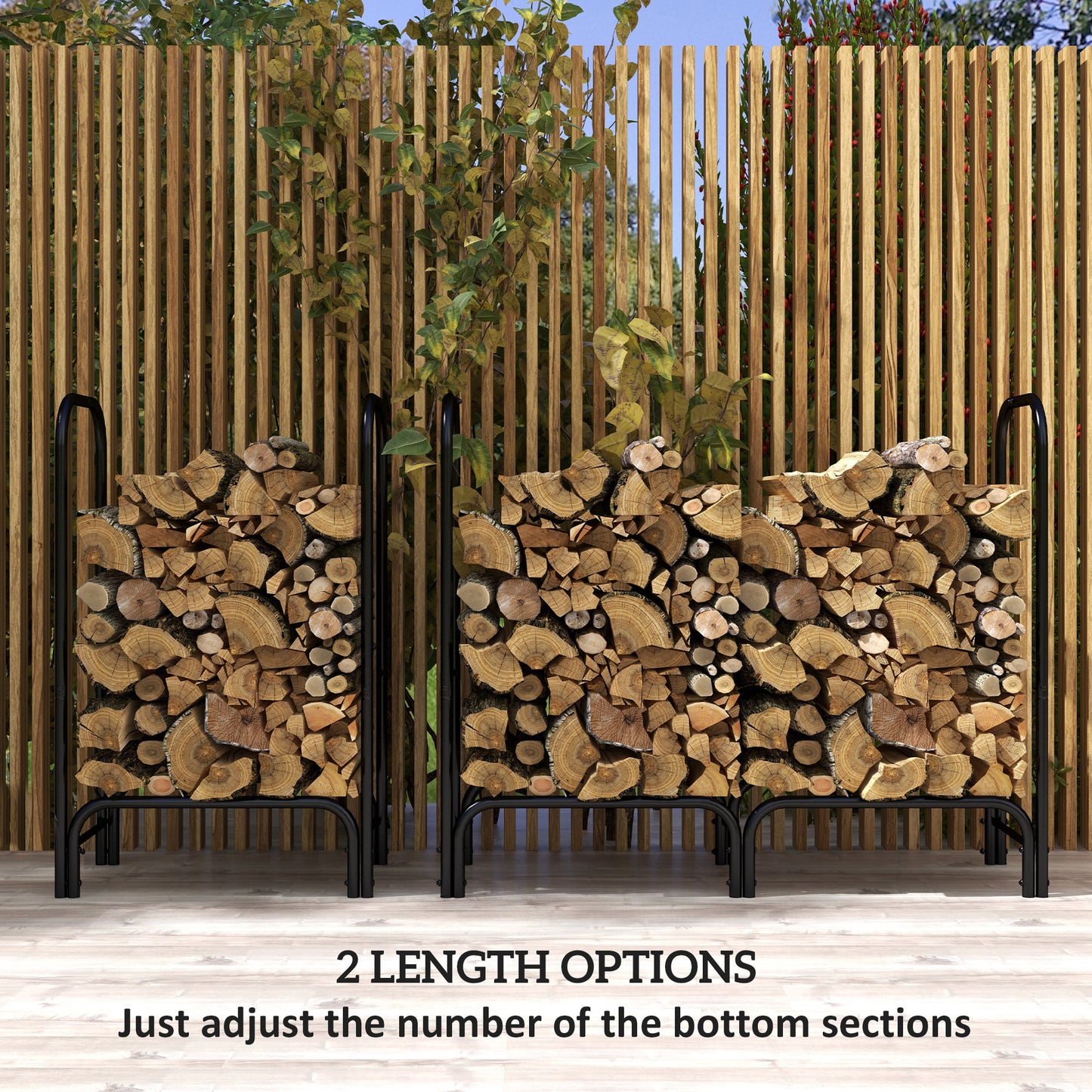 4FT Firewood Rack with Canvas Carrier Bag and 600D Oxford Waterproof Cover, Metal Log Store Indoors, Log Storage Rack Holder for Outdoor Indoor Fireplace, Black