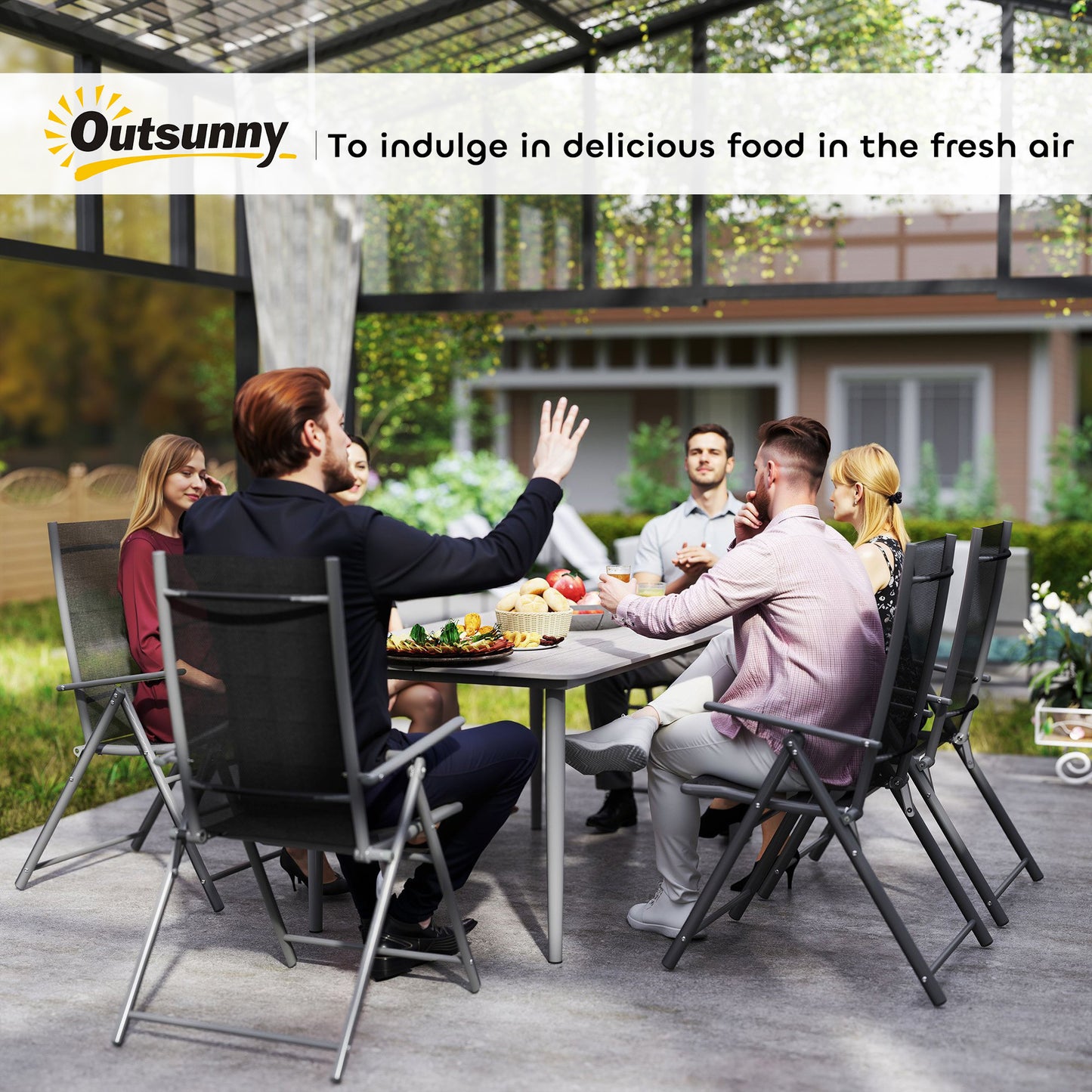 Garden Table with Rust Resistant Metal Frame, Light Grey