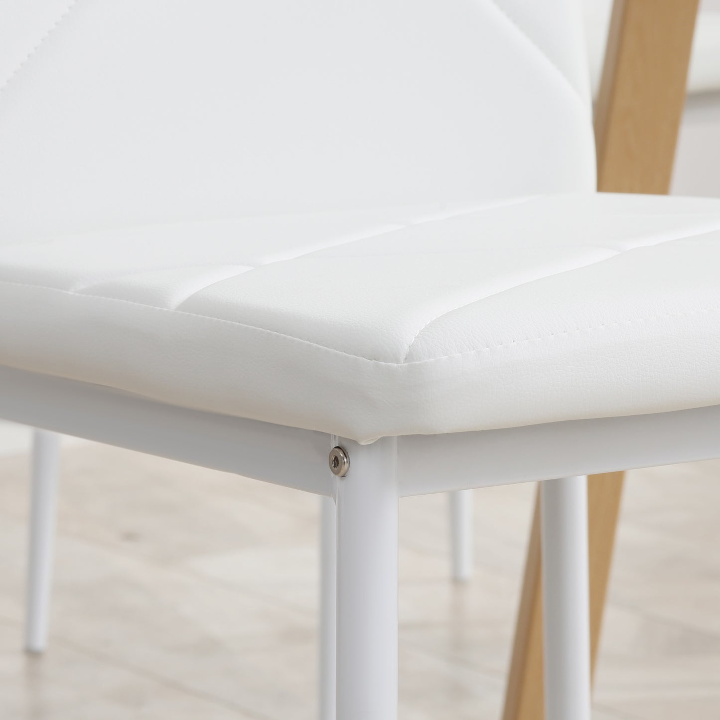 4-Pieces Dining Chairs, Faux Leather Kitchen Chairs, White
