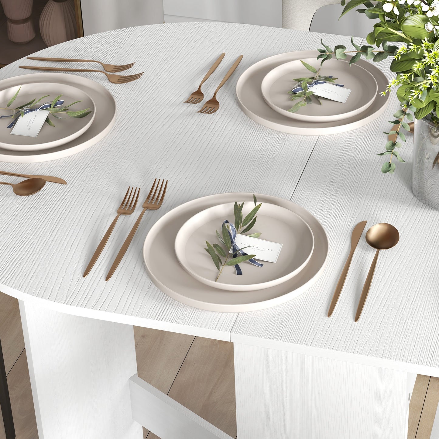 Oval Kitchen Table for Dining Room, Small Spaces, Ash Wood-Effect