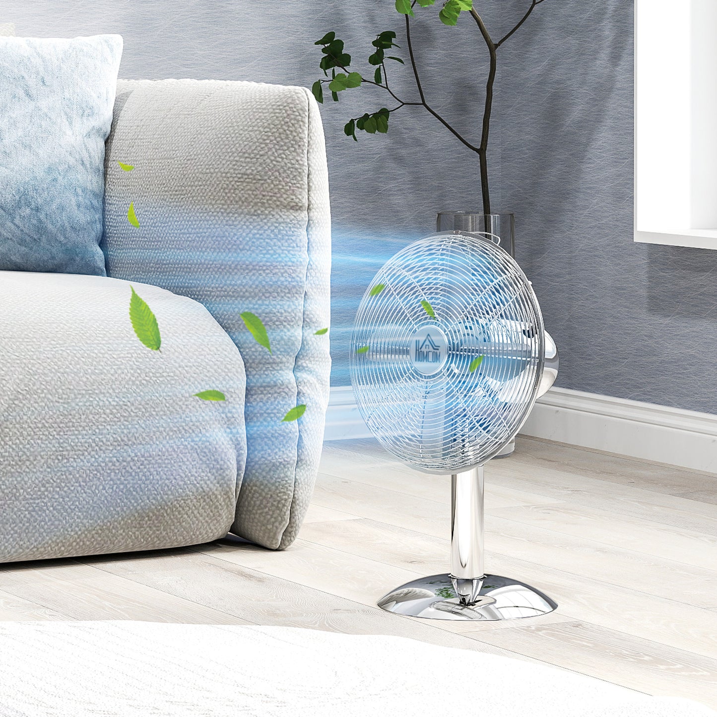 12" Metal Desk Fan with 3 Speed Settings, Wide-Angled Oscillation