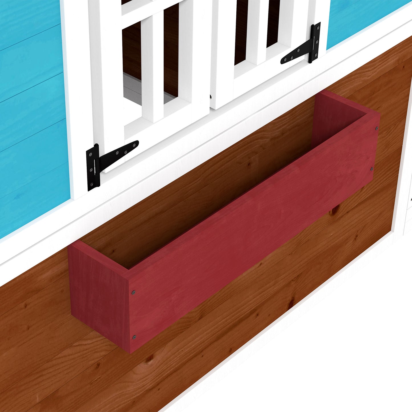 Wooden Playhouse with Doors, Wooden, Plant Pots for Kids - Dark Brown
