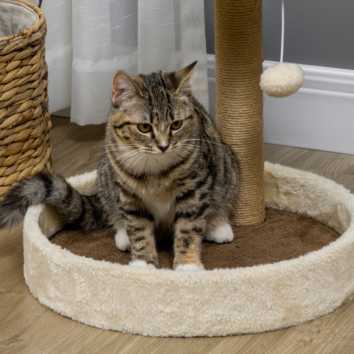44cm Cat Tree with Sisal Cat Scratching Post, Toy Ball - Brown