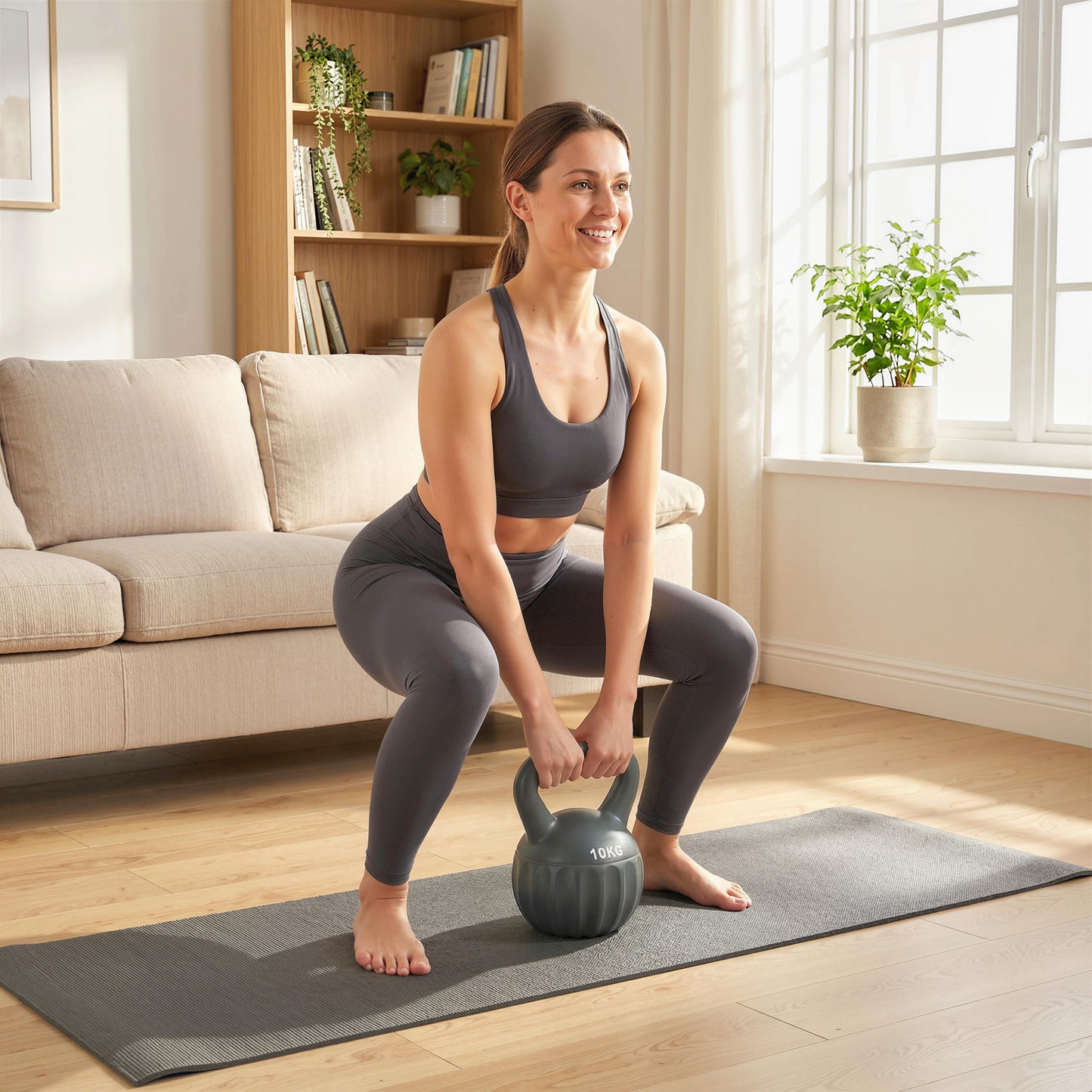Kettlebell with Non-Slip Handle 10 kg Grey