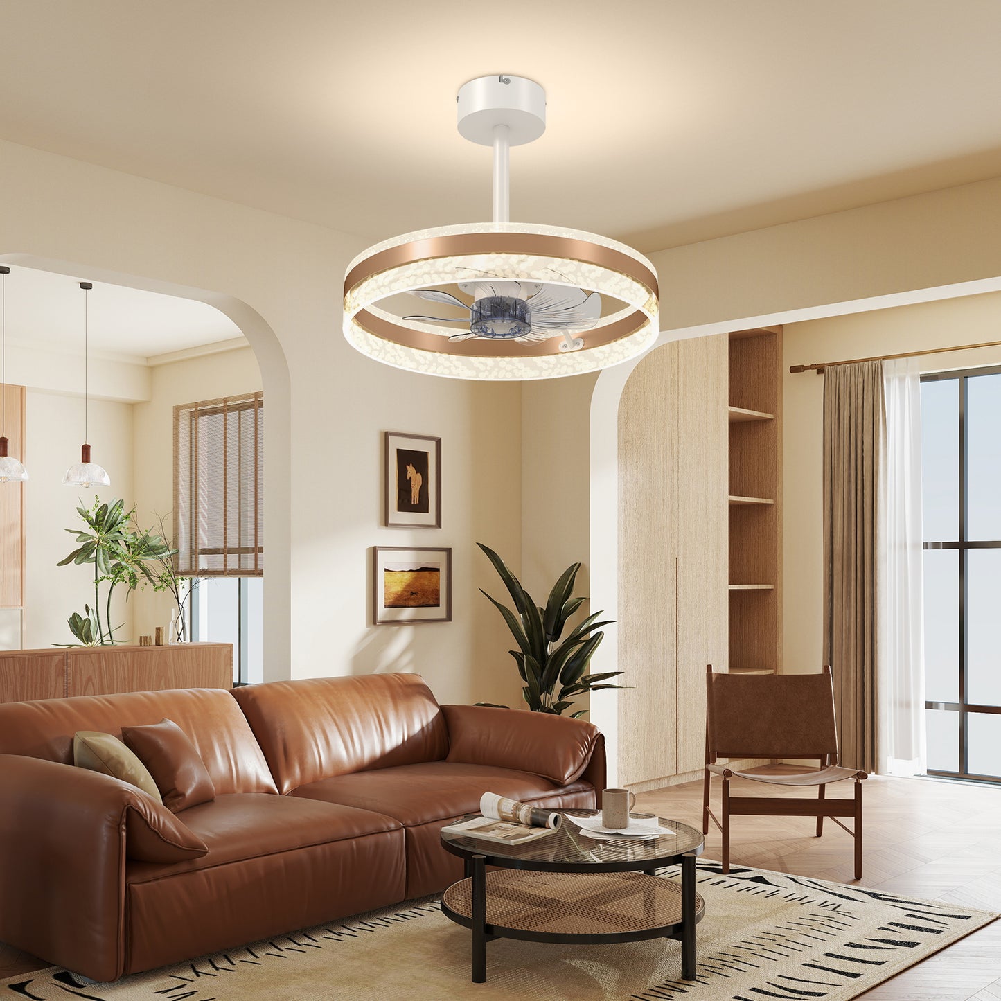 Ceiling Fan Light with 3 Colour, Timer, Reversible, Remote, Gold