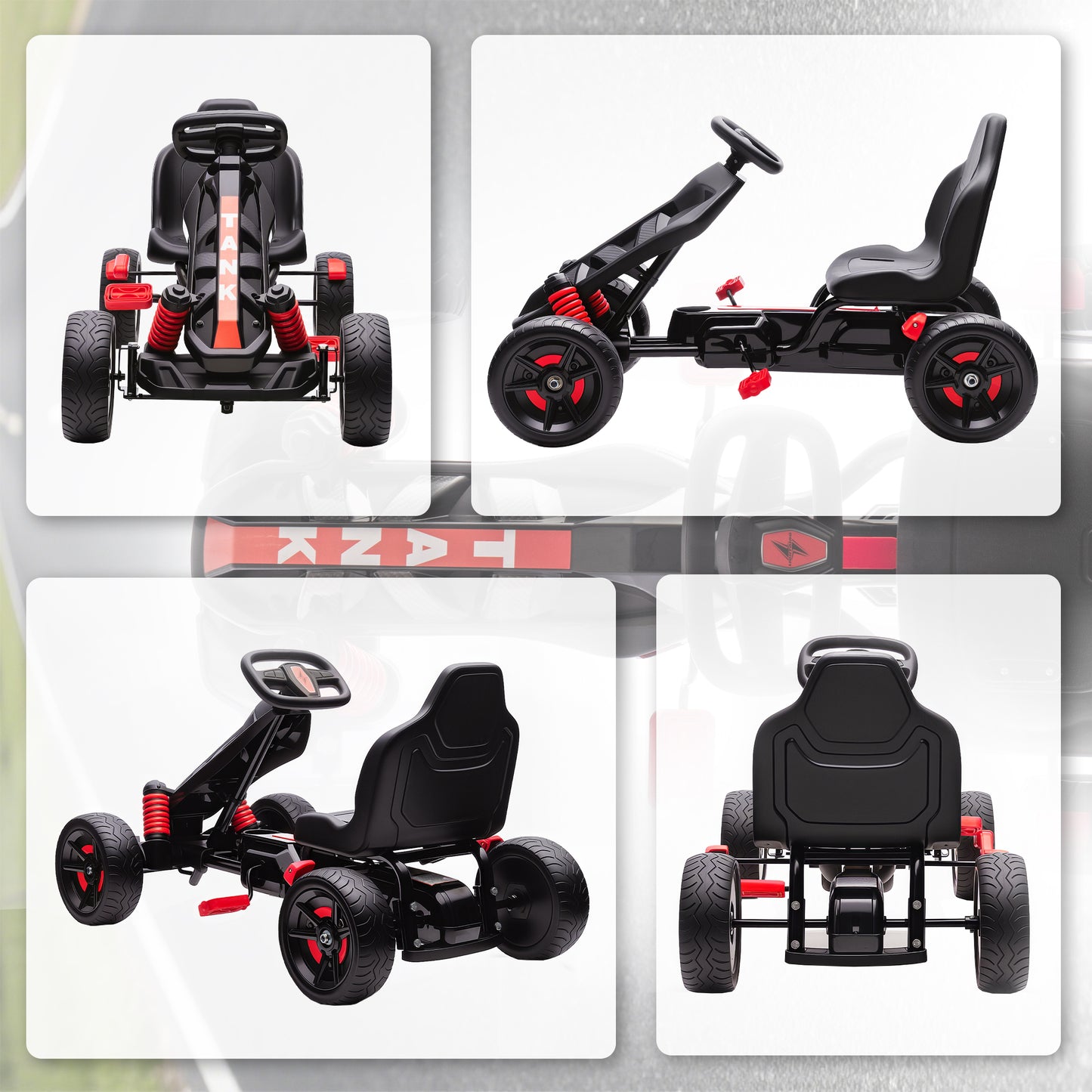 Pedal Go Kart with Automatic Clutch, for Ages 3-6 Years, Red
