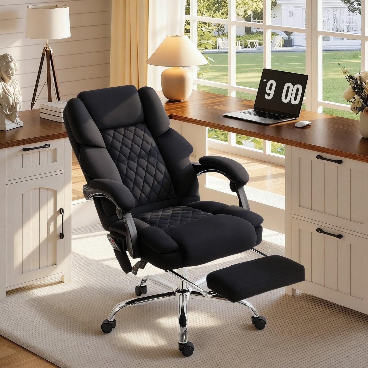 Executive Office Chair, Desk Chair with Massage and Heat, Black