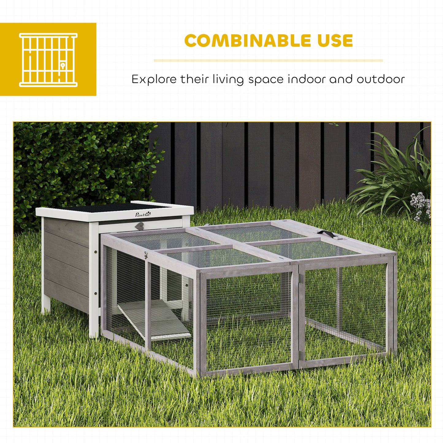 Rabbit Hutch Outdoor, Foldable & Portable, Rabbit Cage w/ Open Top
