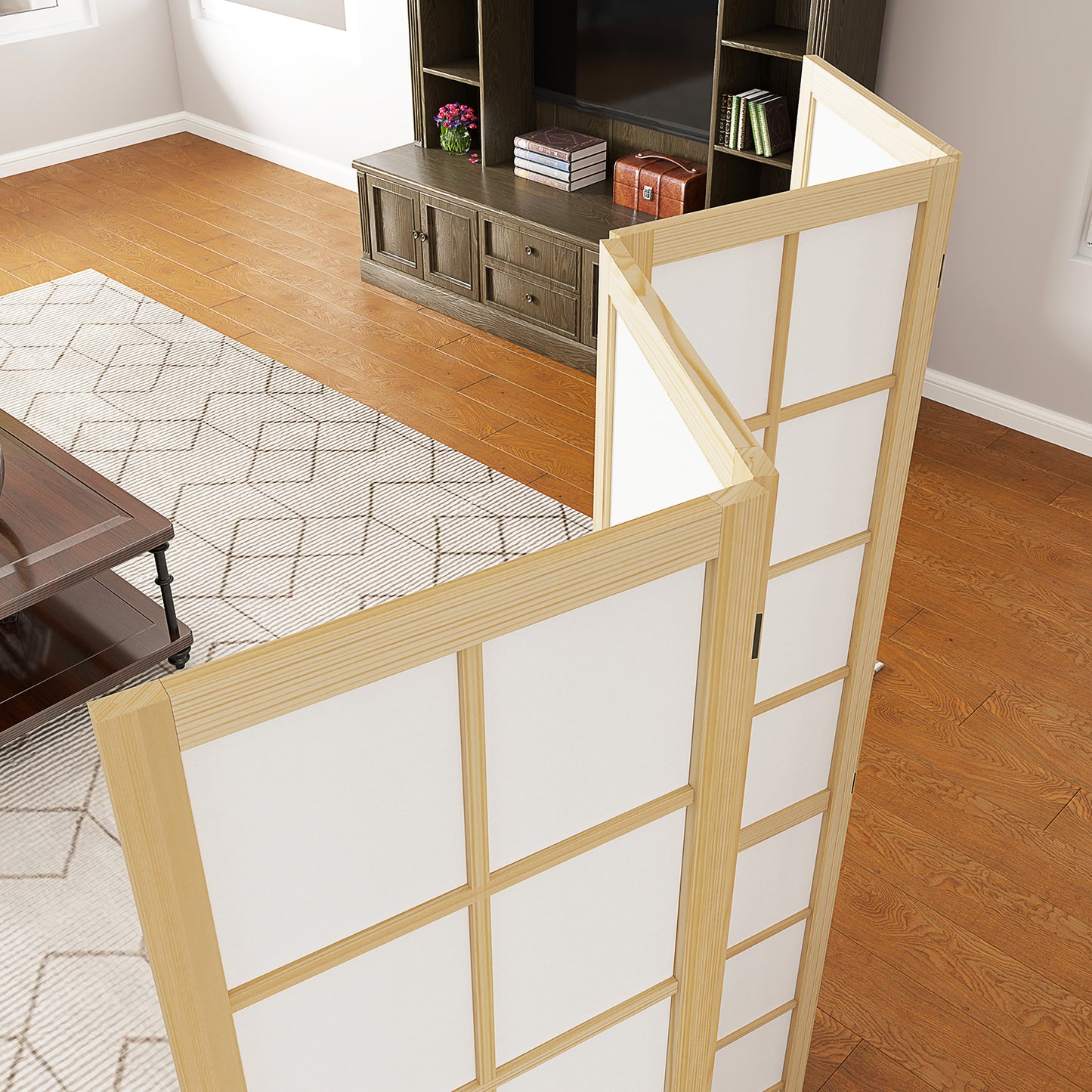 Indoor Room Partition, 4 Panel Folding Room Divider, 160 x 170cm