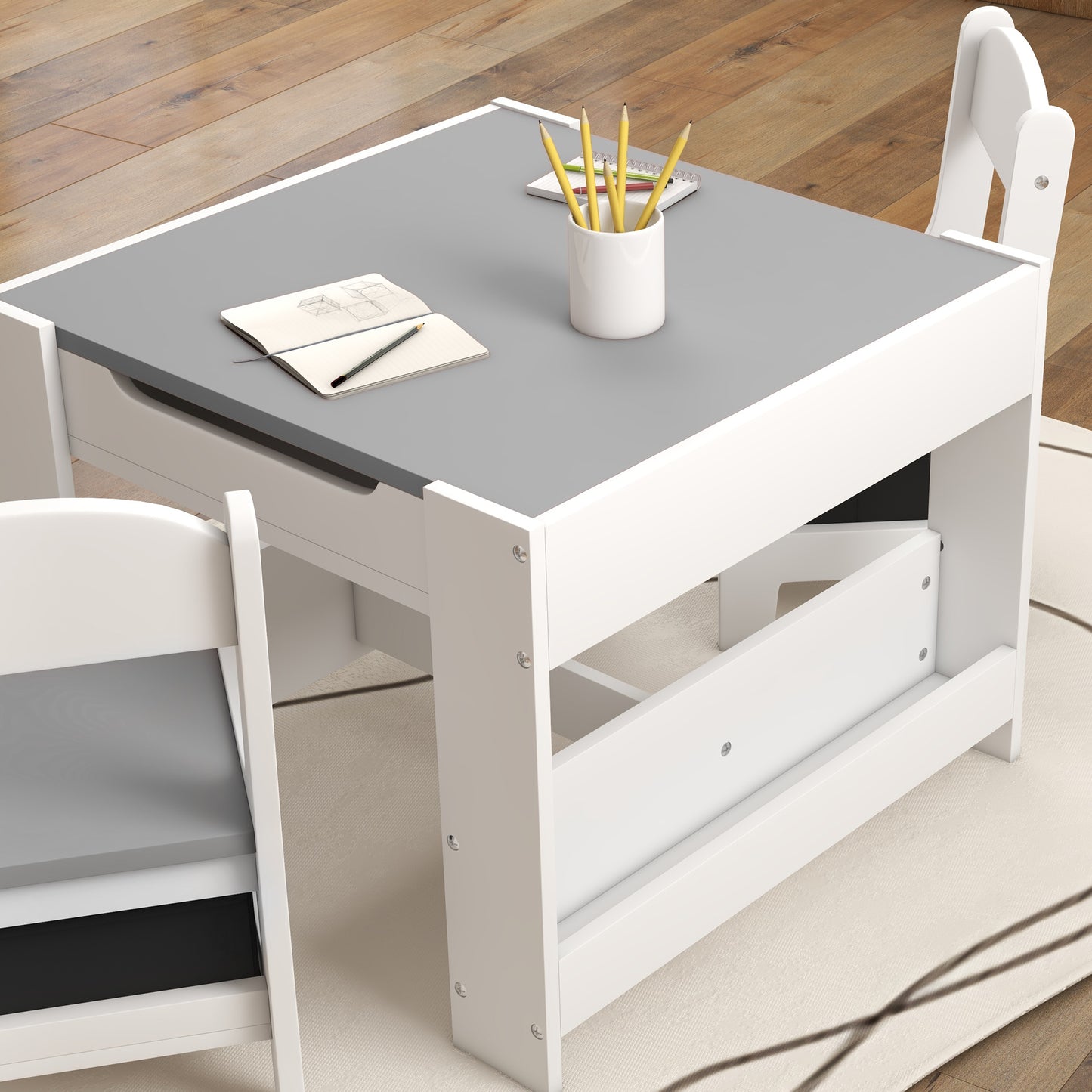 3-Piece Kids Table and Chair Set for Nursery, Playroom, Classroom