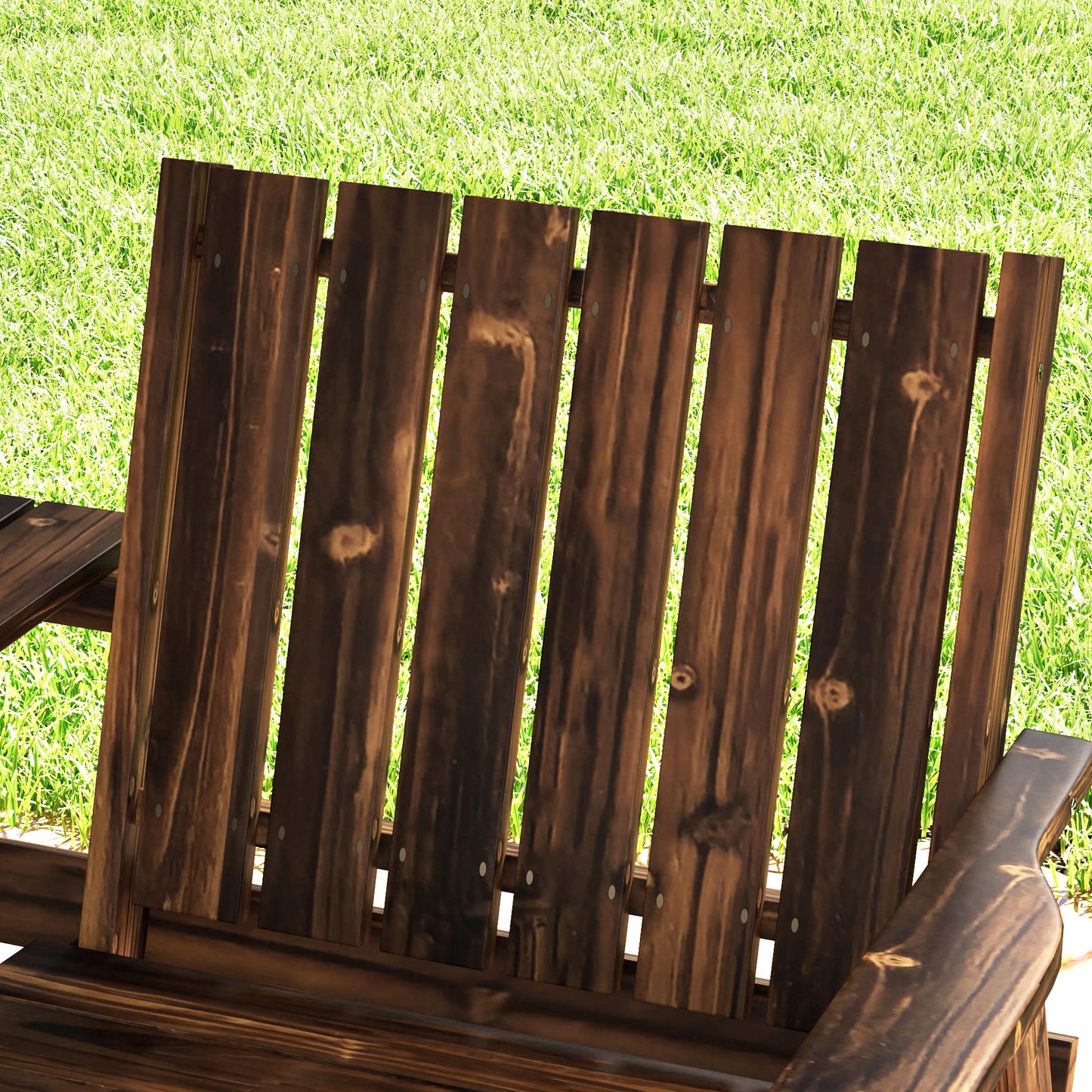 2-Seater Wooden Garden Bench with Armrest, Carbonised Finish