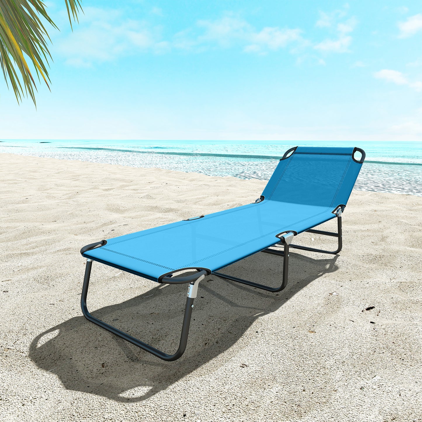 2 Piece Reclining Chaise Lounge with Adjustable Backrest, Sky Blue