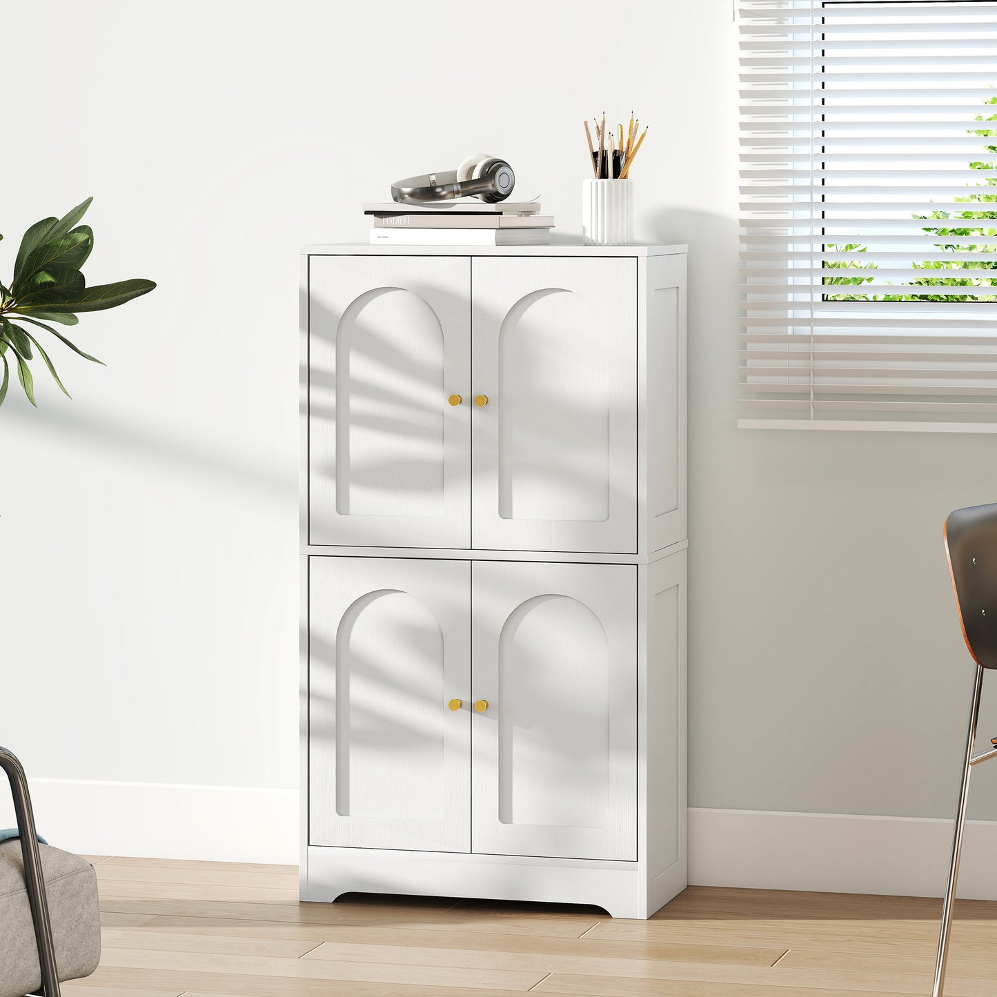 110cm Kitchen Cupboard with 4 Arched Doors and 2 Adjustable Shelves