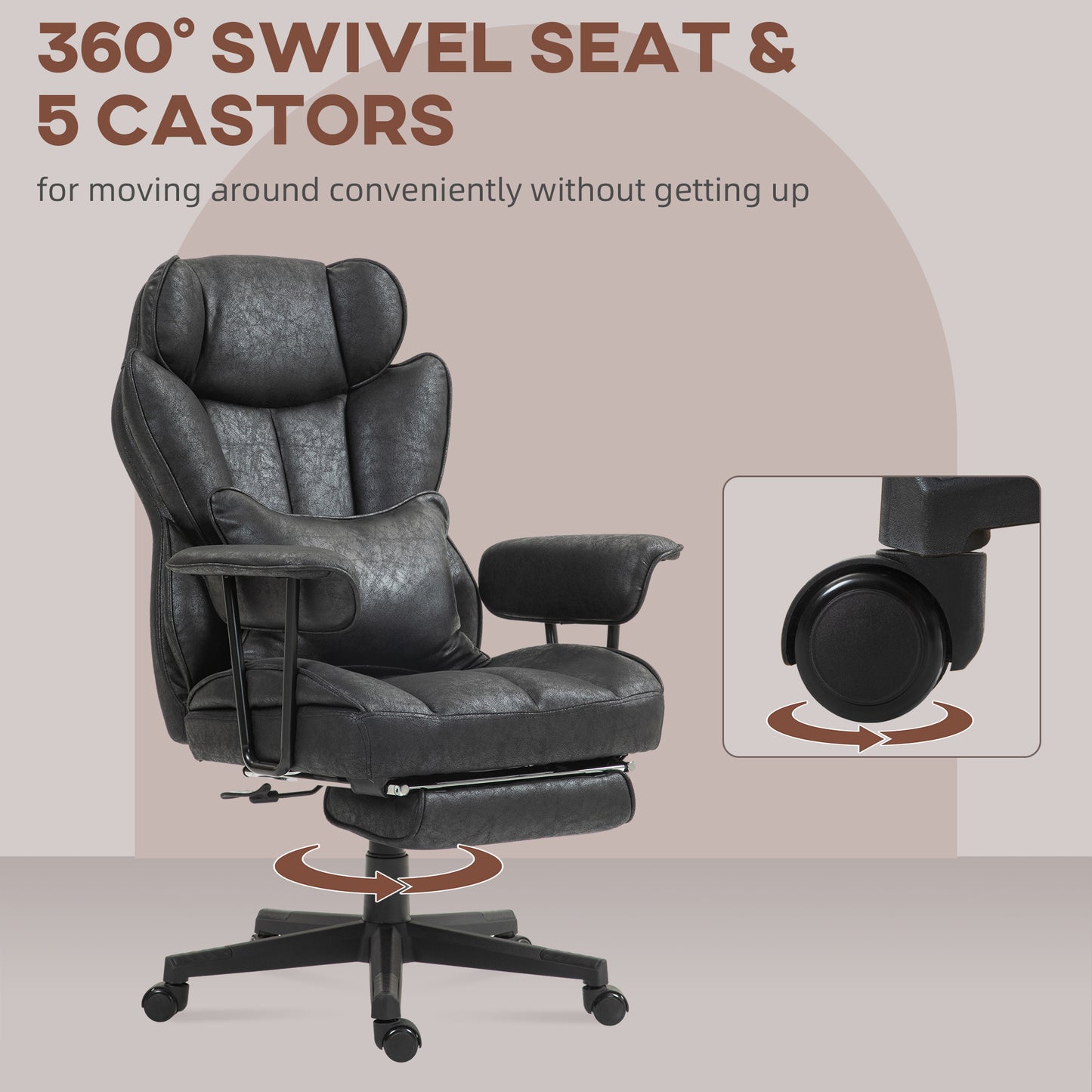 Massage Office Chair, Heated Reclining Desk Chair, Black