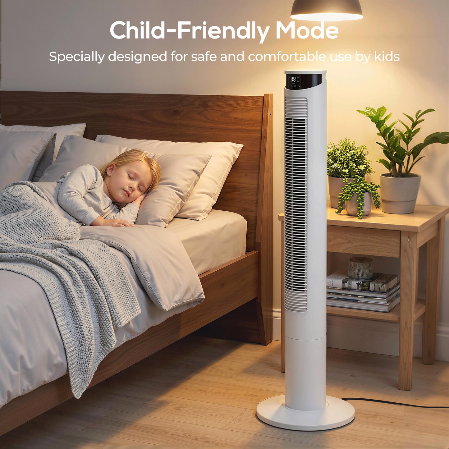 Tower Fan with WiFi Control 116 cm White