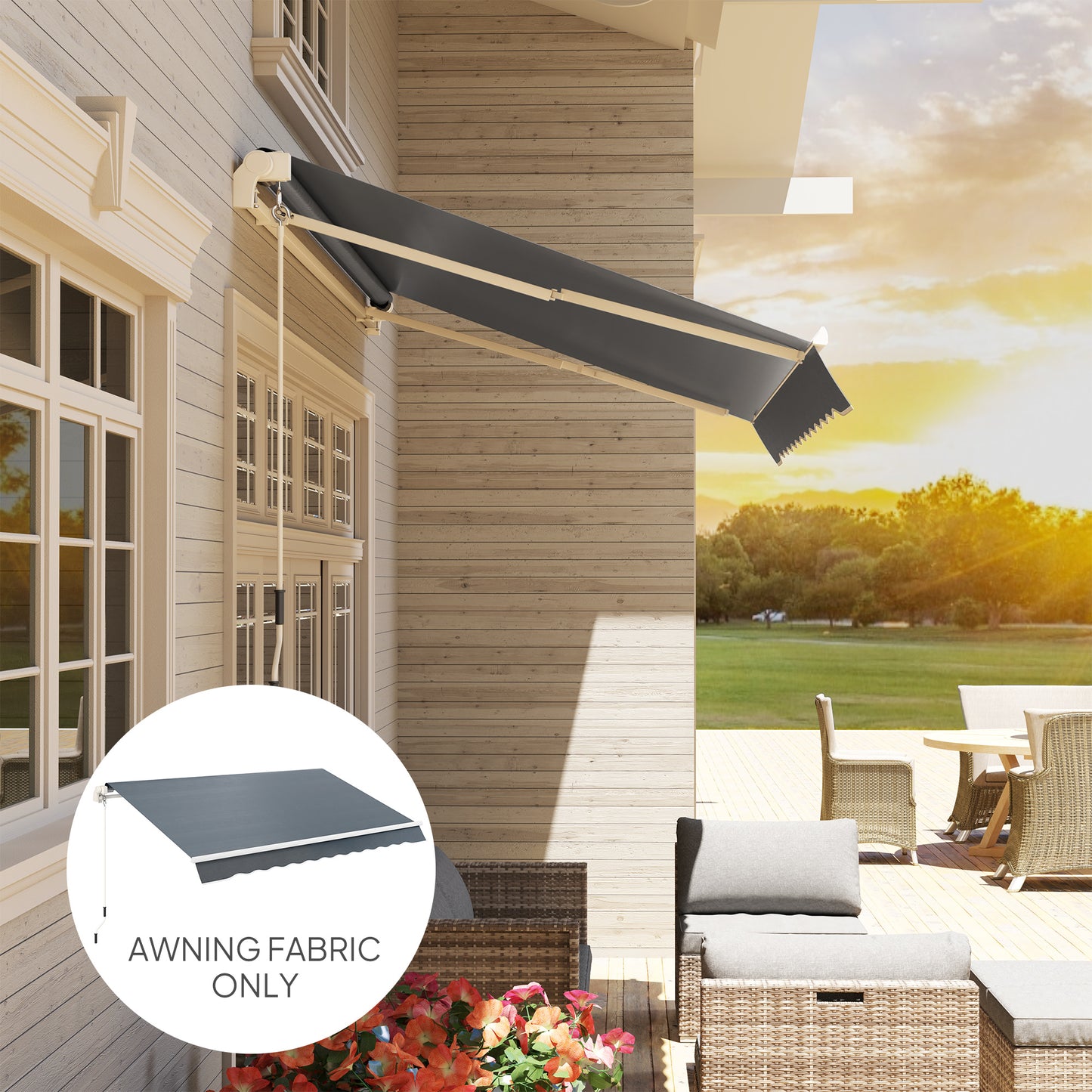 Replacement Canopy for 3 x 2.5 m Awning (Fabric Only), Grey