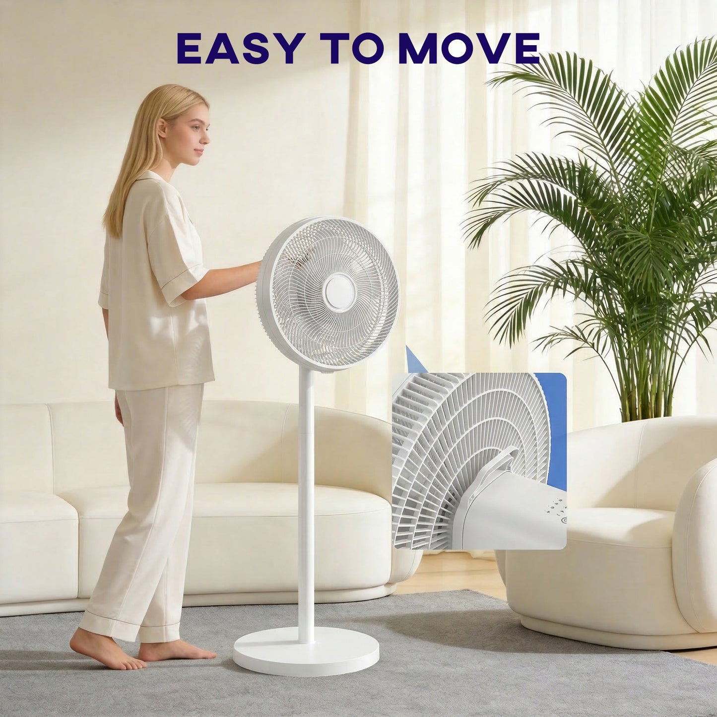 40 cm Standing Pedestal Fan, Quiet Electric Cooling Floor Fan, White