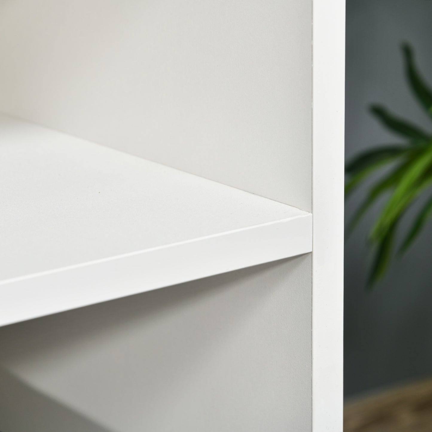 TV Stand Cabinet with Shelves and Cable Hole for Living Room, White