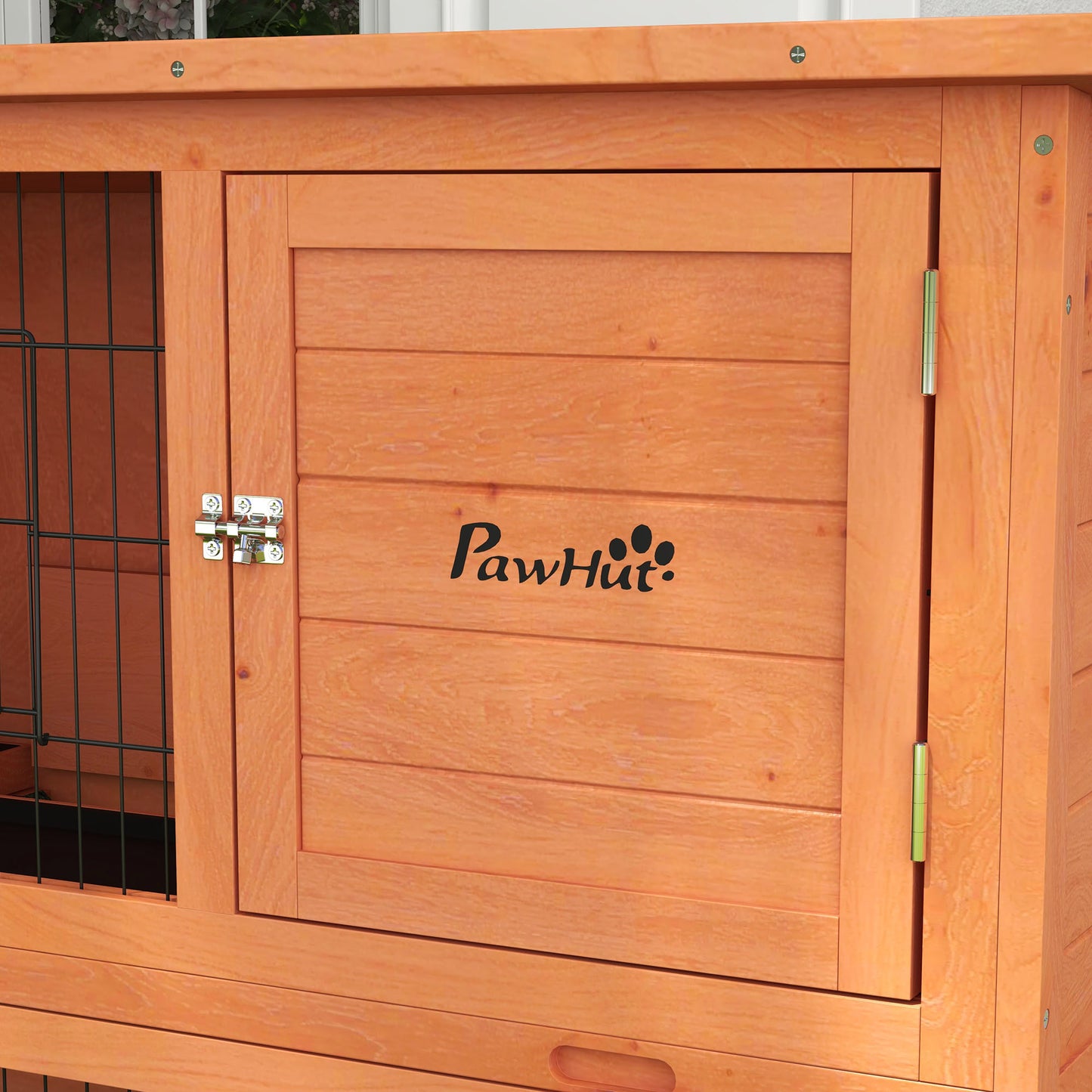 Wooden Rabbit Hutch Antiseptic Outdoor, for 1-2 Rabbits, Orange