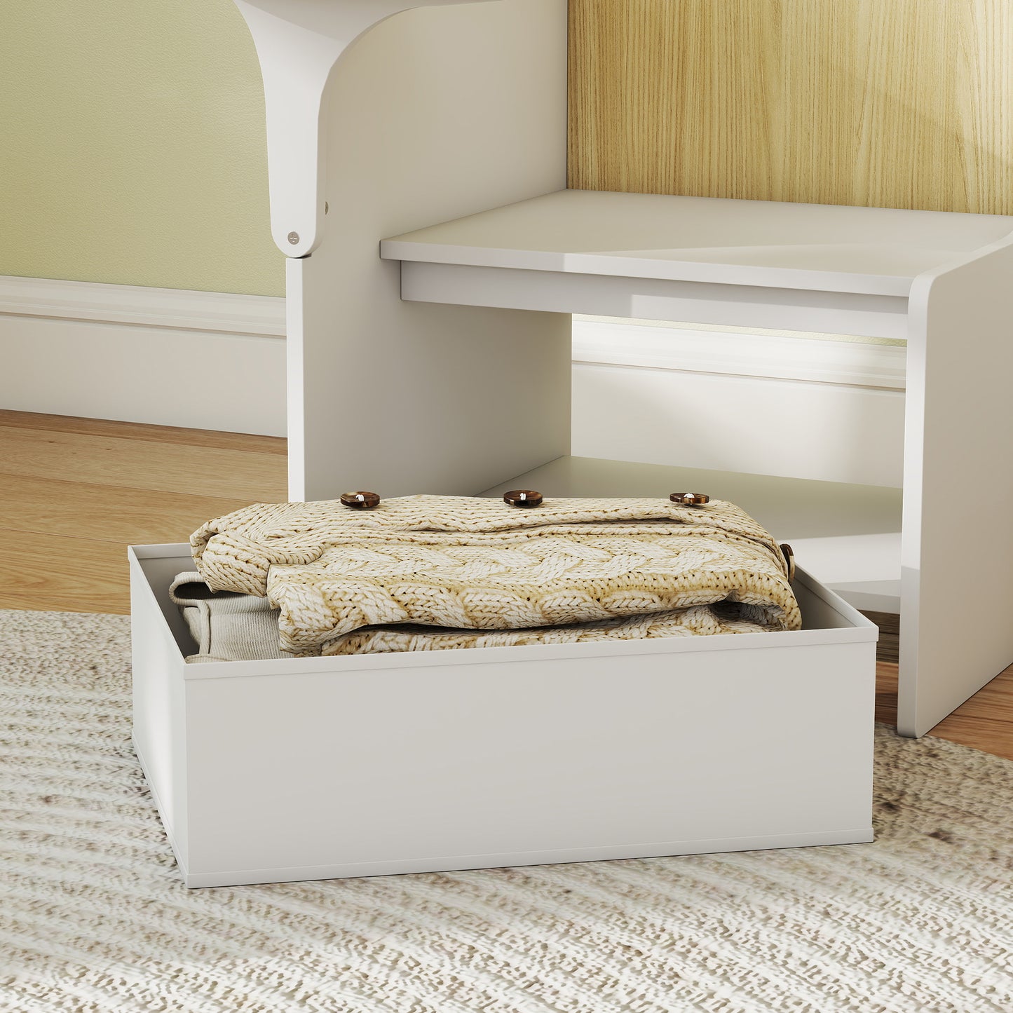 Kids Table and Chair Set, Toddler Desk Chair with Storage Bins