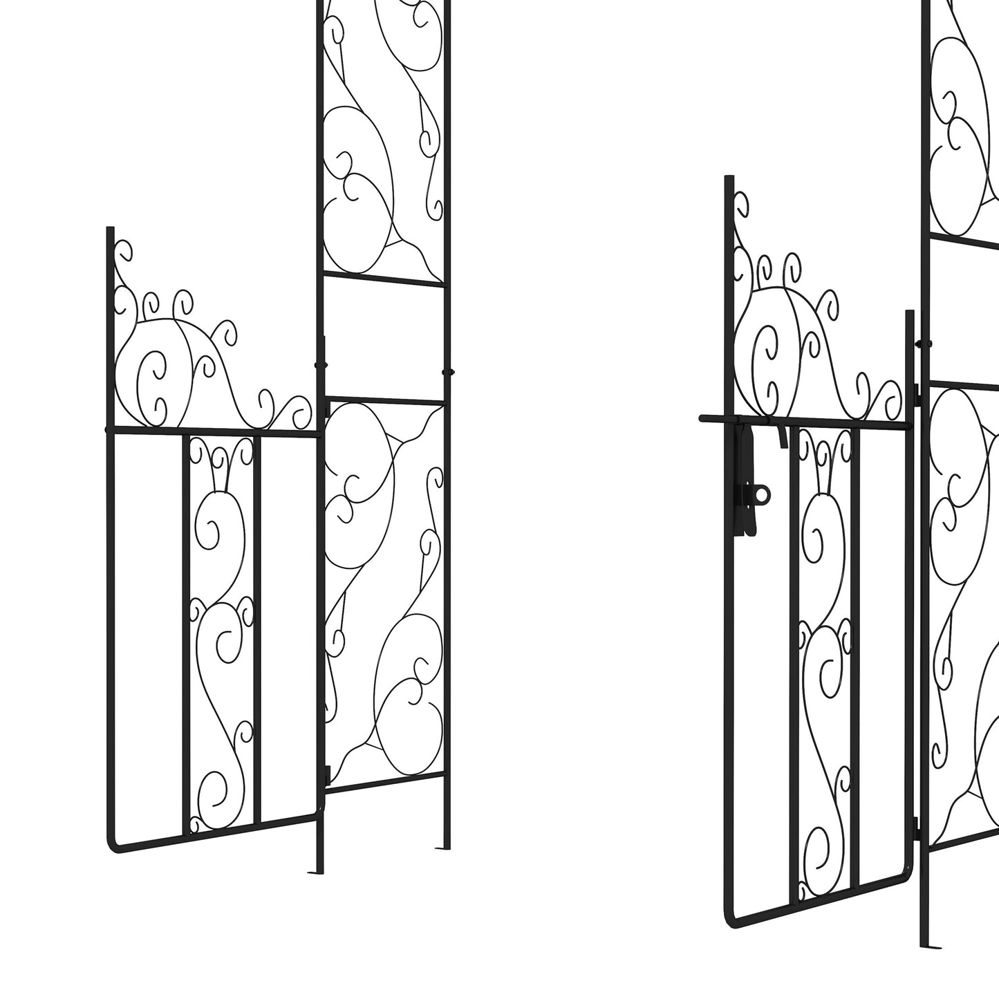Metal Garden Arch with Double Gate, Garden Arbor Climbing Plants