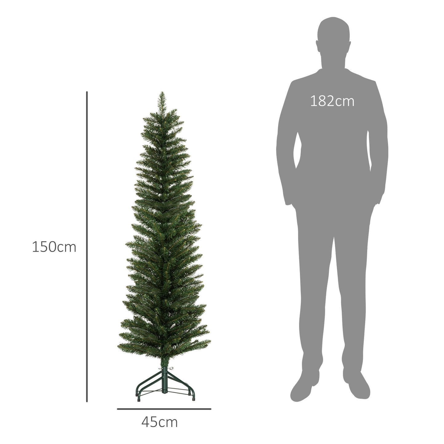 5 Foot Artificial Pencil Christmas Tree with Branches, Green