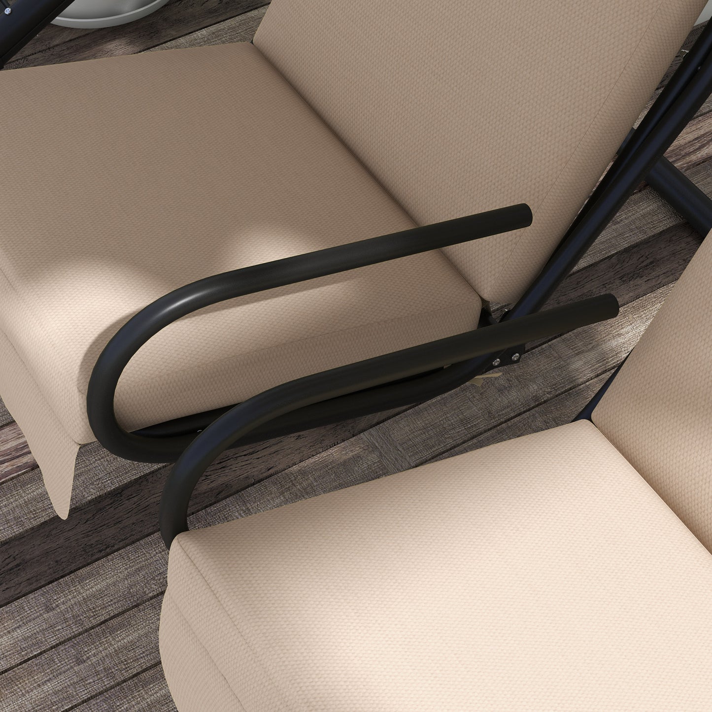 Canopy Swing 2 Separate Relax Chairs w/ Handrails, Cup Holders Beige