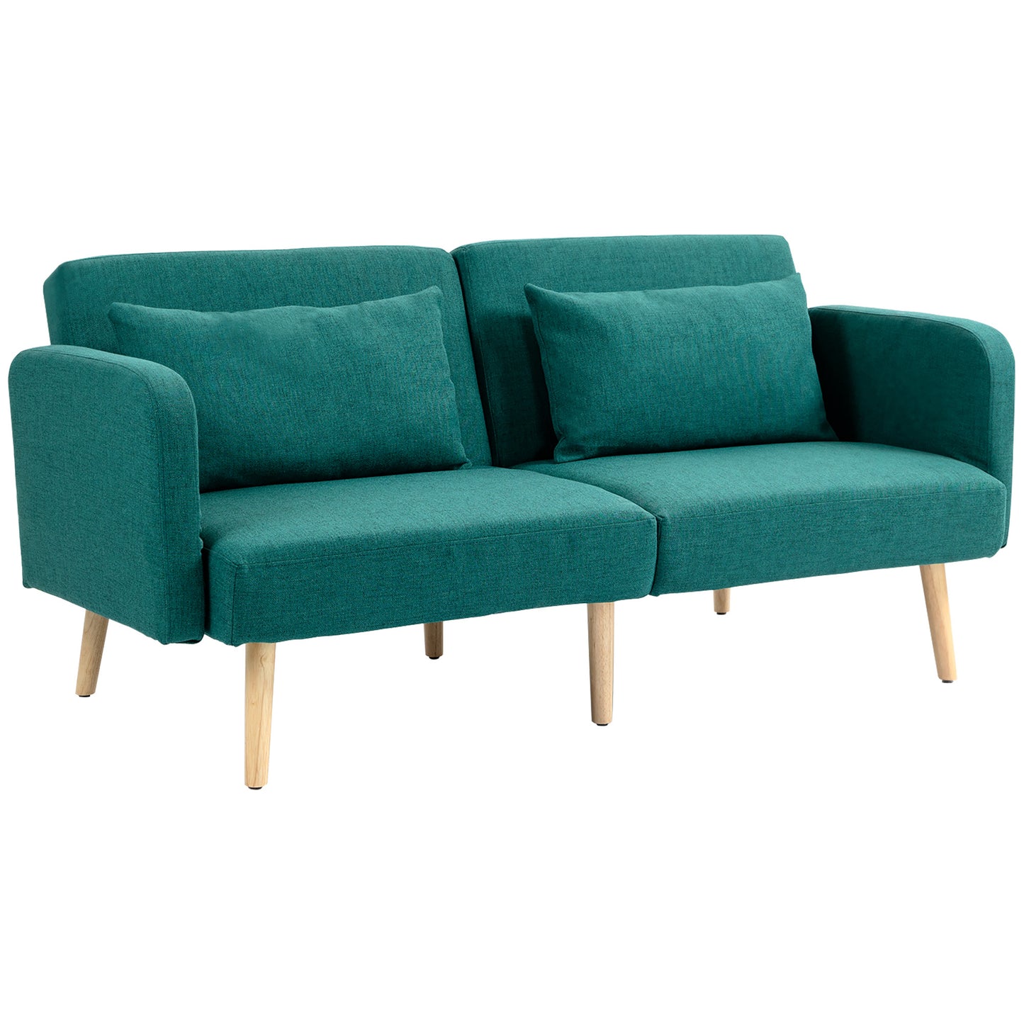 Convertible Sofa Bed Settee with Cushions, Adjustable Backrest, Green