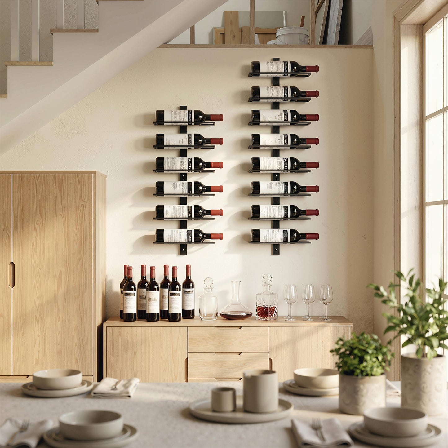 Wall Mount Wine Rack for 6 Wine Bottles, Black