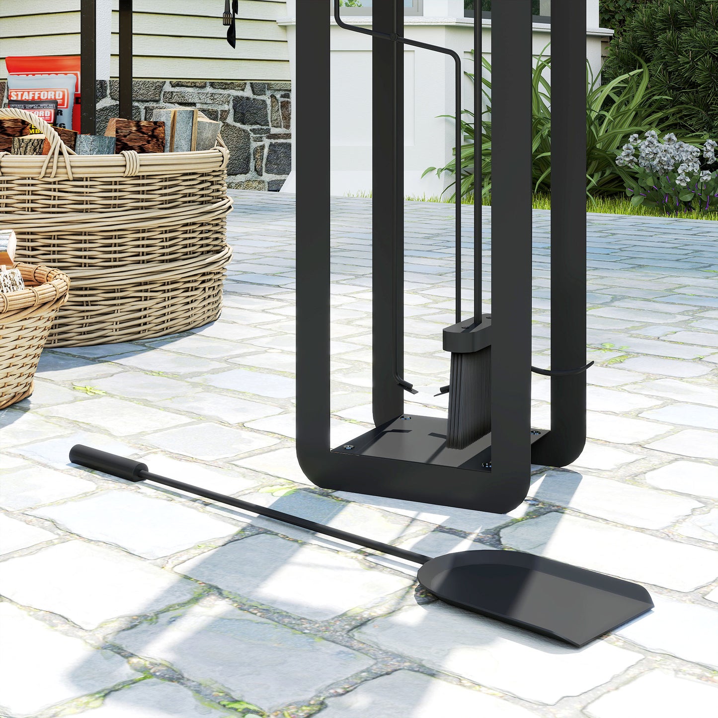 5 PCS Fireplace Companion Set, Metal Fireplace Accessories, Black